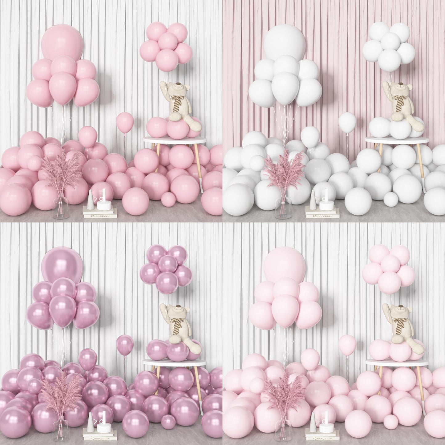 Amandir 153pcs Pink & White Balloons Arch Garland Kit – 18/12/10/5in Pastel Latex & Rose Gold Confetti