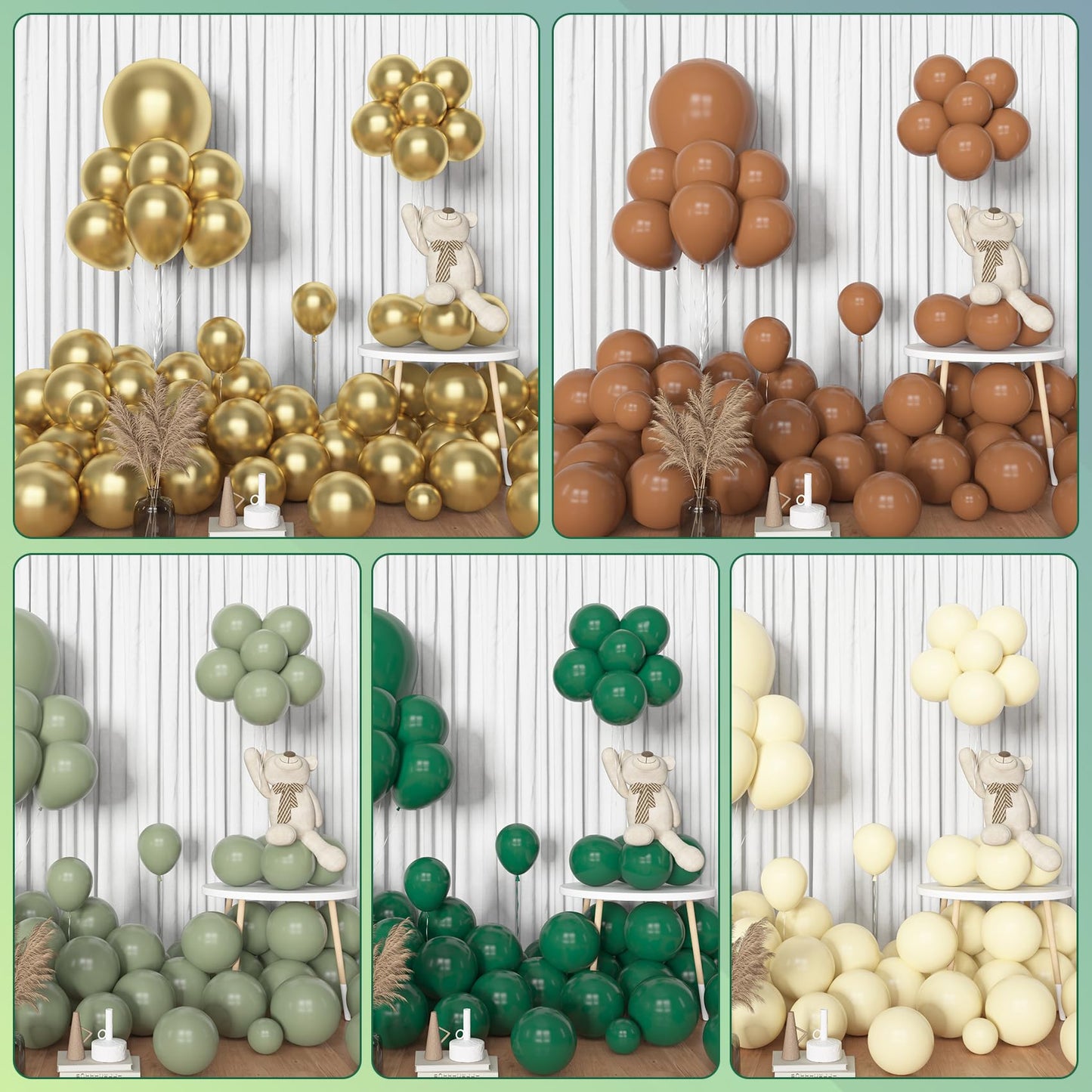 Amandir 153pcs Safari Balloon Arch Kit – Sage Green, Ivory & Metallic Gold