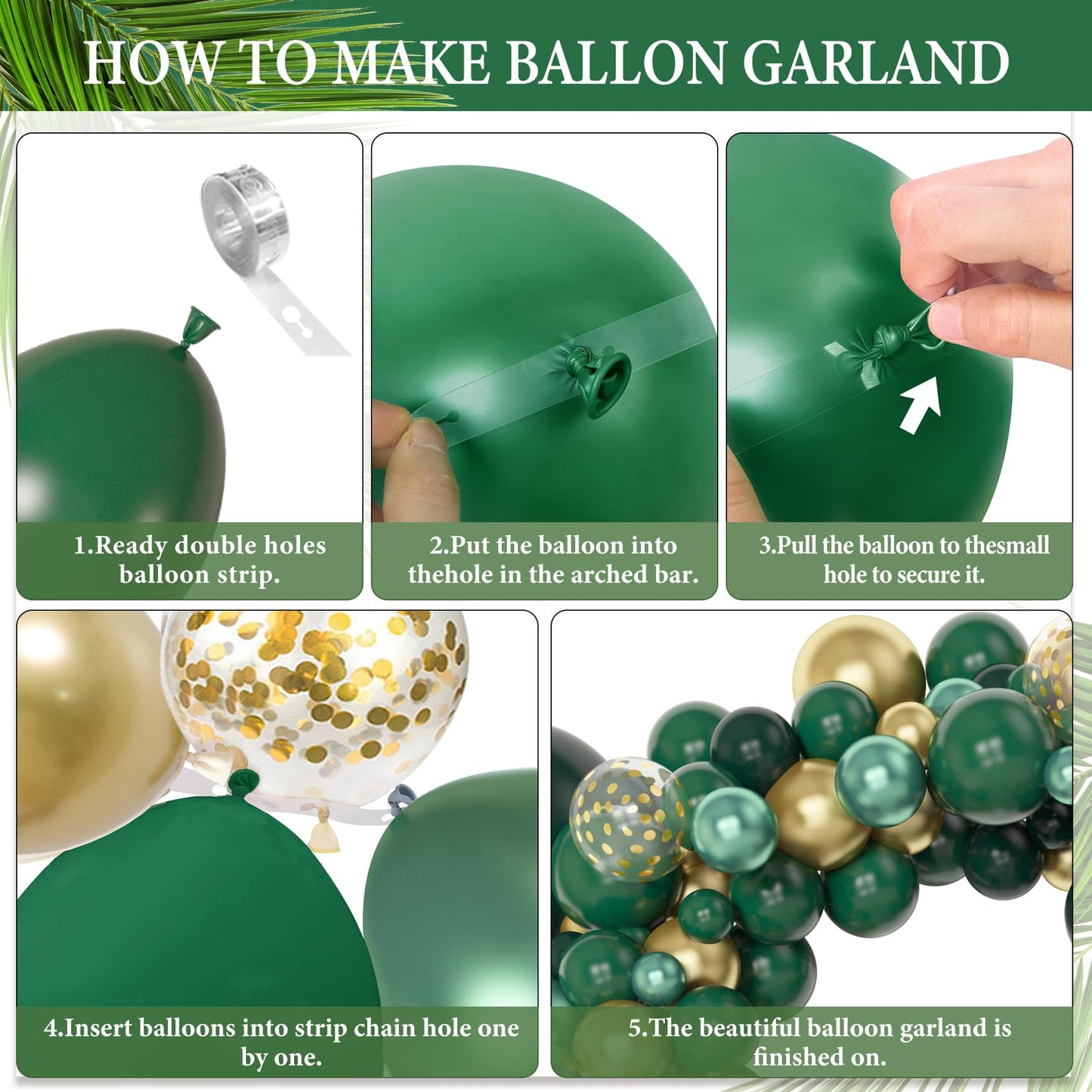 Amandir 153pcs Green and Gold Balloon Arch Kit | Graduation Birthday Safari Party Decor