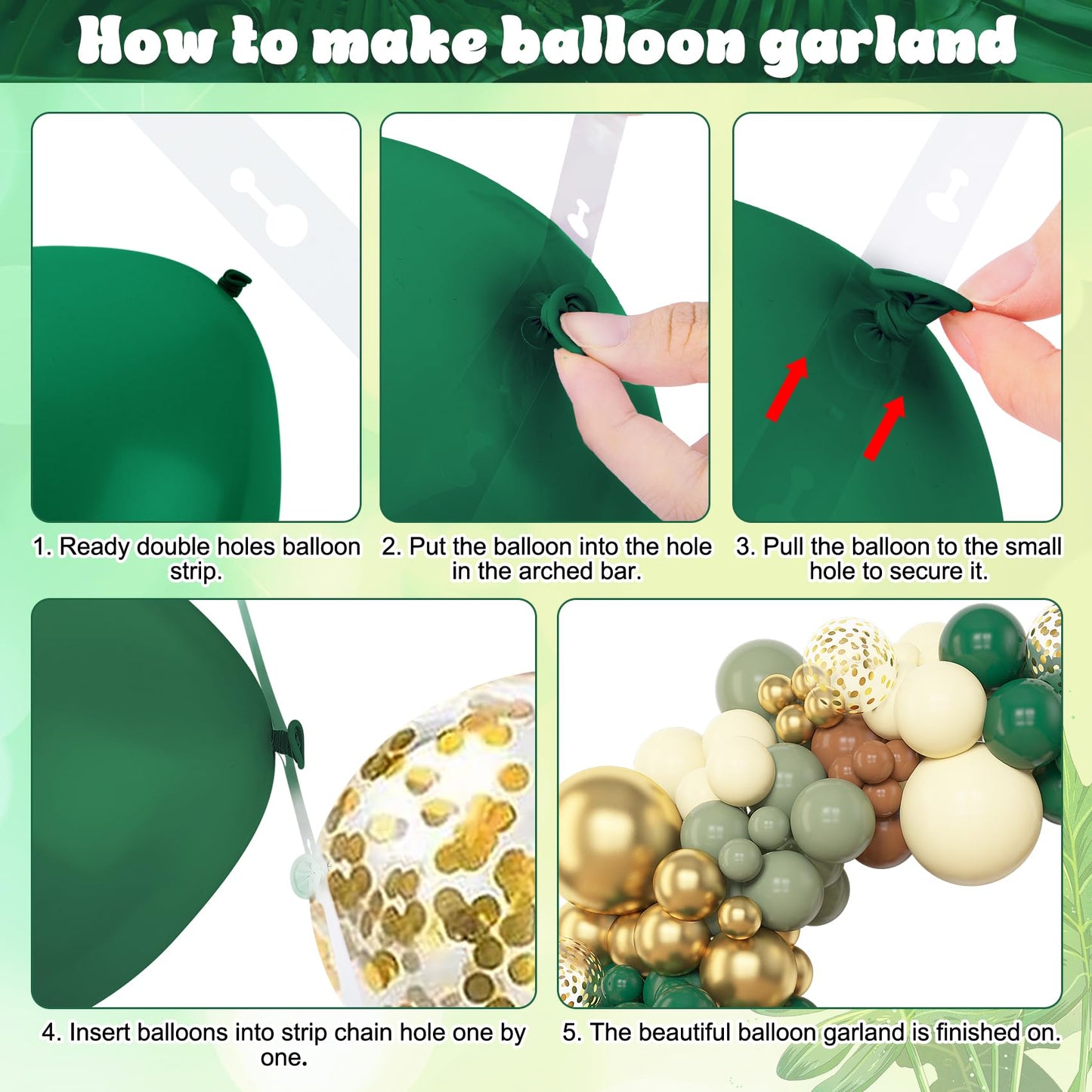 Amandir 153pcs Safari Balloon Arch Kit – Sage Green, Ivory & Metallic Gold