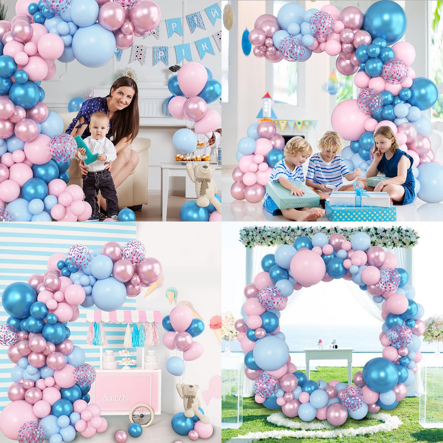 Amandir 153pcs Pink & Blue Balloon Arch Kit — Gender Reveal & Party Decor