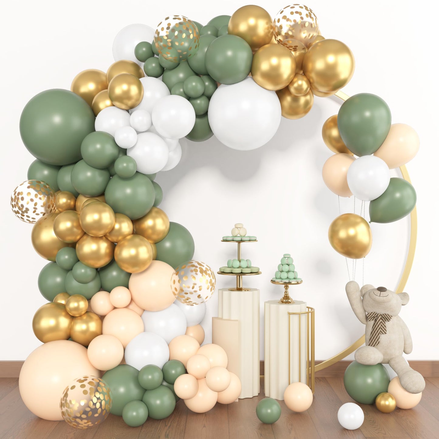 AMANDIR 153-Piece Sage Green Balloon Garland Arch Kit – 18/12/10/5 Inch