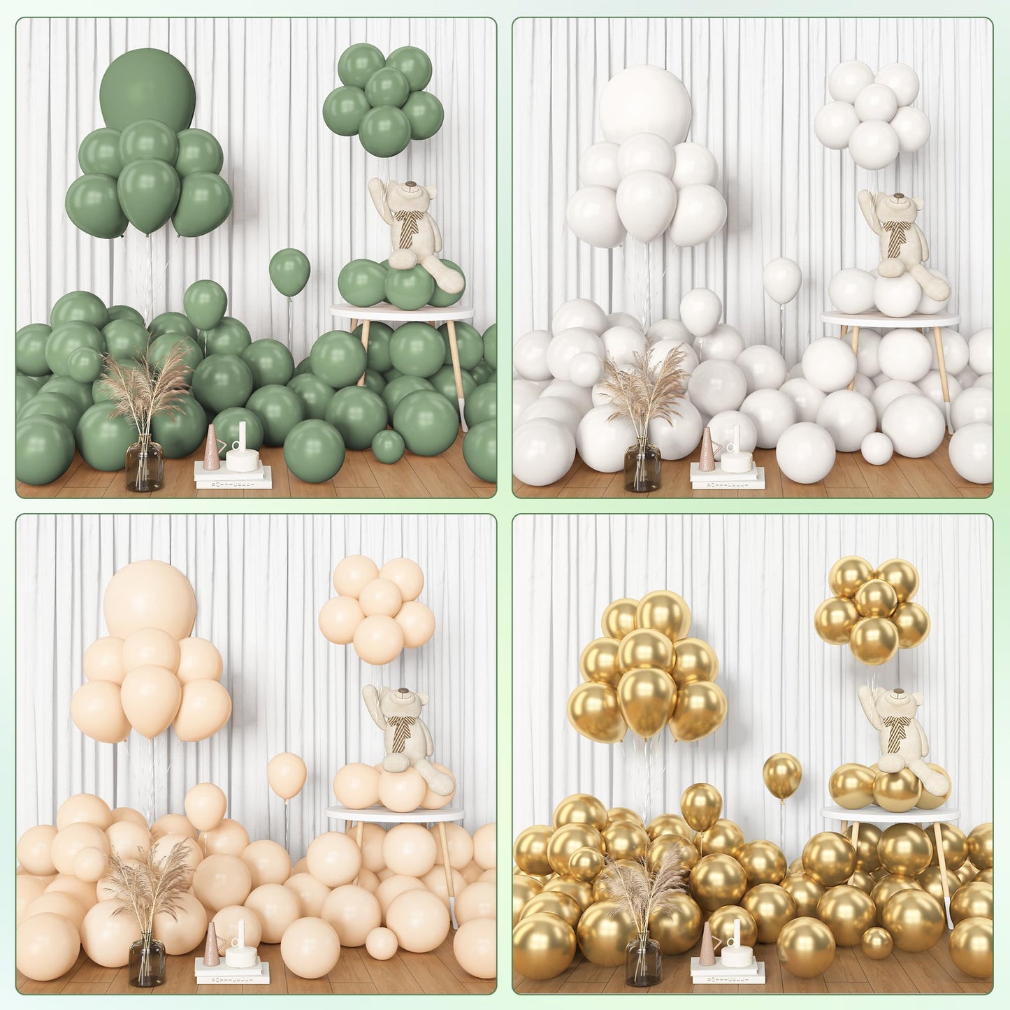 AMANDIR 153-Piece Sage Green Balloon Garland Arch Kit – 18/12/10/5 Inch