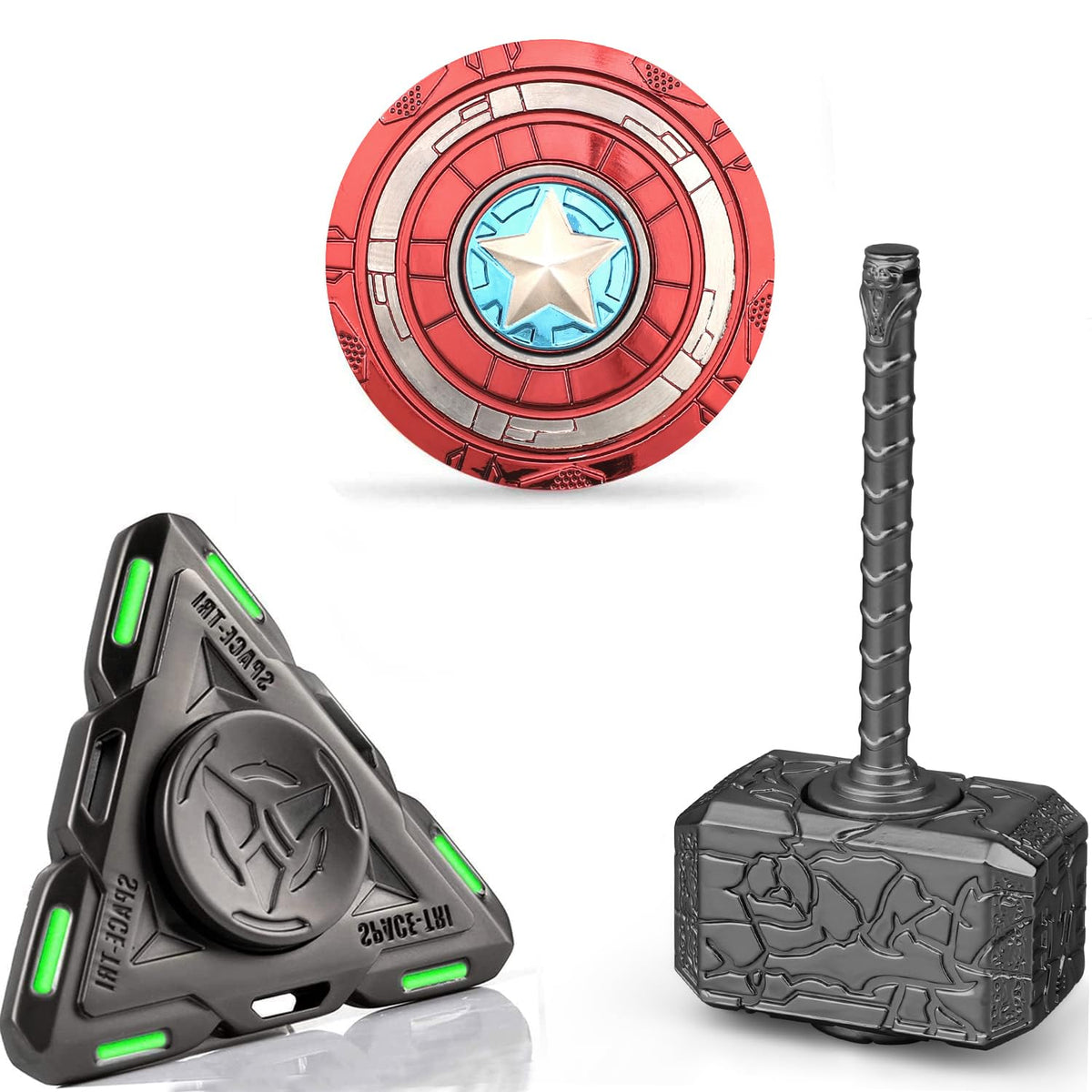 Amarlozn Hammer Fidget Spinner – Glow-in-the-Dark 2-in-1 Infinity Cube, Metal Stress Relief Toy for Kids & Adults