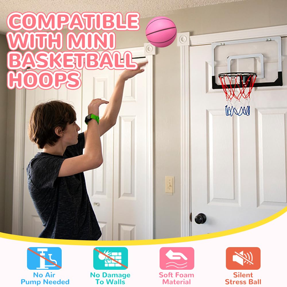 Amarlozn 5-inch Mini Foam Basketballs – Pink, 3-Pack for Indoor/Outdoor Play
