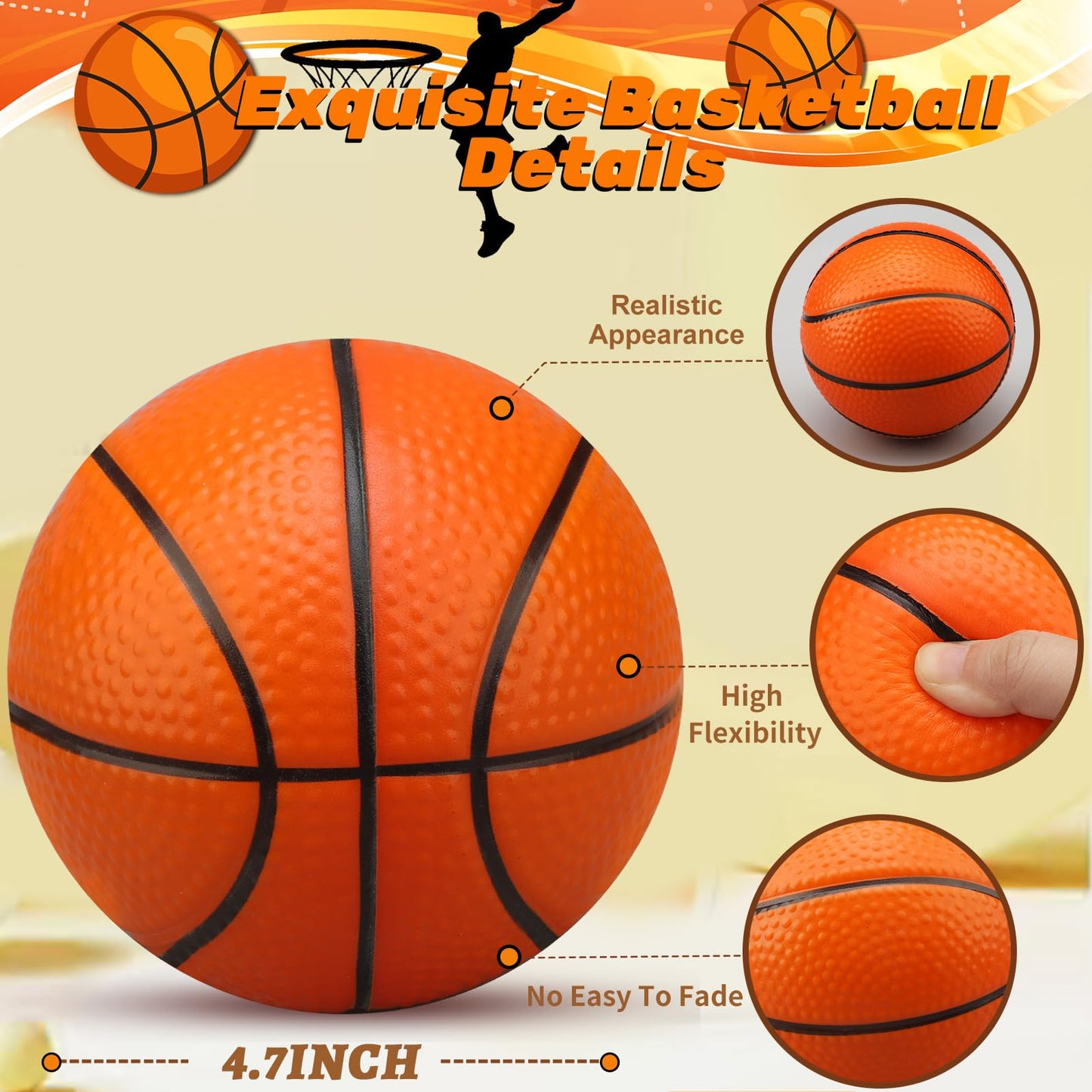 Amarlozn 5-Inch Mini Foam Basketball Set – 3 Pack Orange for Kids | Indoor, Outdoor, Pool & Beach Play