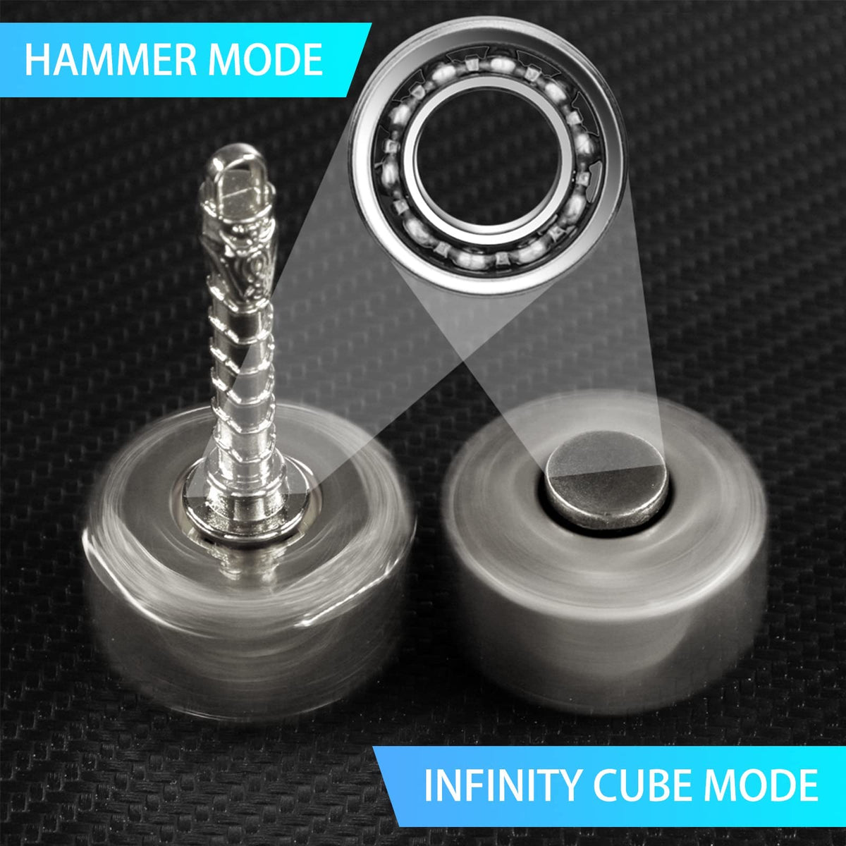 Amarlozn Hammer Fidget Spinner – Glow-in-the-Dark 2-in-1 Infinity Cube, Metal Stress Relief Toy for Kids & Adults