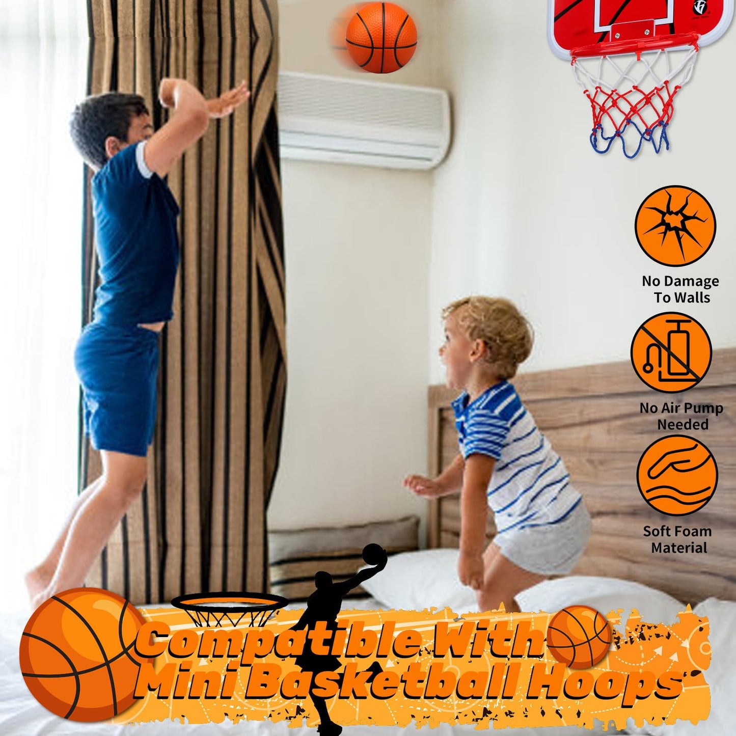 Amarlozn 5-Inch Mini Foam Basketball Set – 3 Pack Orange for Kids | Indoor, Outdoor, Pool & Beach Play