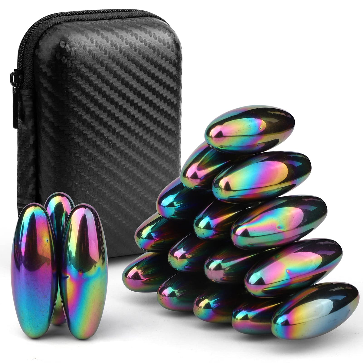 Amarlozn Rattle Fidget Magnets Snake Eggs – 18pcs, Hand Roller Magnetic Oval Toy for Adults