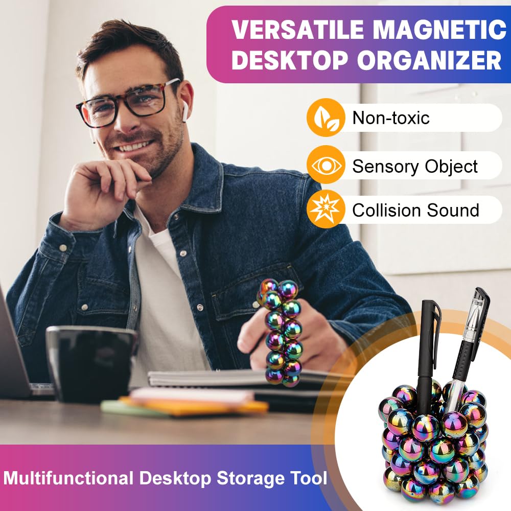 Amarlozn Fidget Magnet Toy for Adults – Magnetic Hand Roller, Desk Decor & 21-Piece Gift Kit