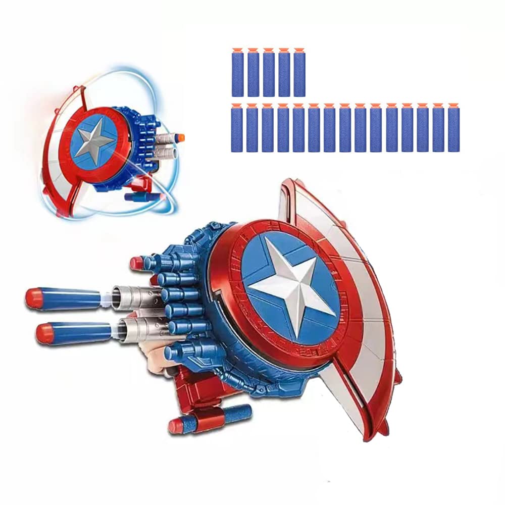 AMARONE Captain Dart Shield with 20 Darts — Safe Nerf-Style Toy for Kids 3-12
