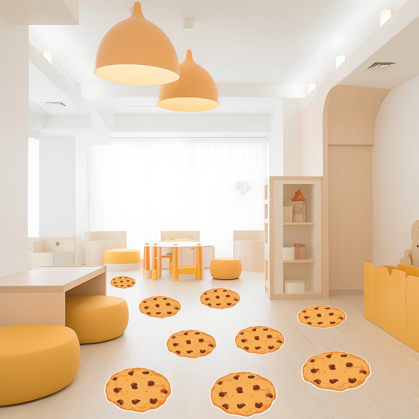 AmazingSpark 16 Pcs Large Cookie Floor Decals – 8-Inch Removable Chocolate Milk & Cookies Party Stickers