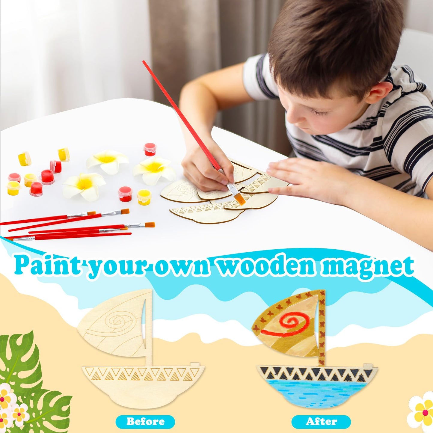AmazingSpark Paint Your Own Island Princess – 12 Sets DIY Wood Craft Kit