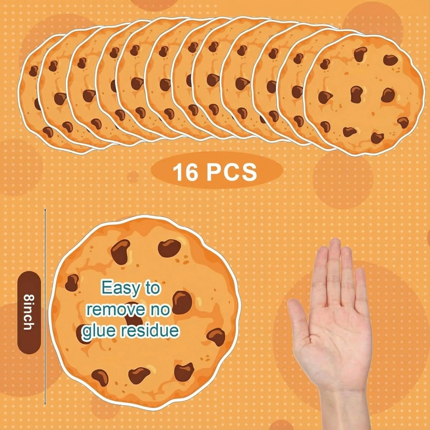 AmazingSpark 16 Pcs Large Cookie Floor Decals – 8-Inch Removable Chocolate Milk & Cookies Party Stickers