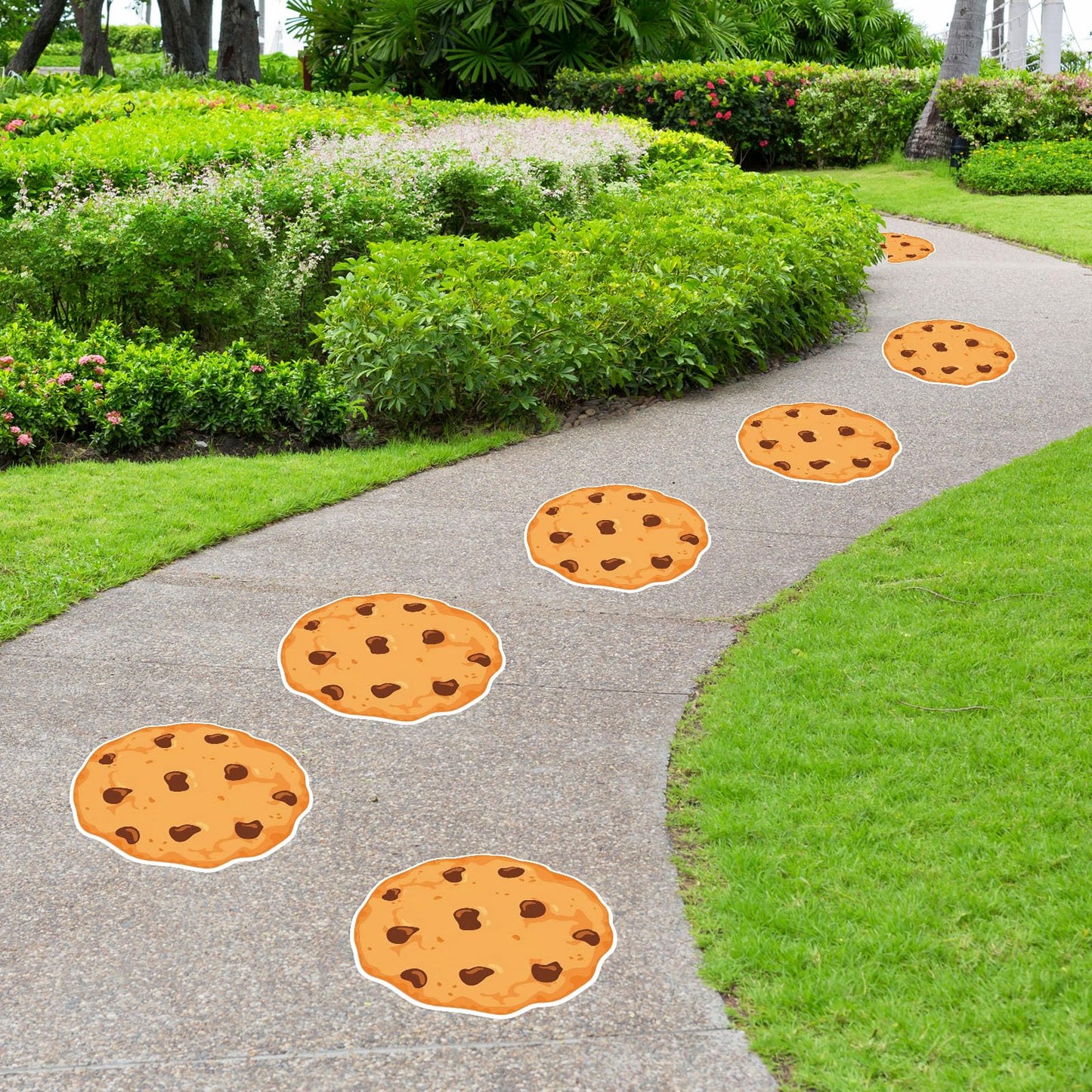 AmazingSpark 16 Pcs Large Cookie Floor Decals – 8-Inch Removable Chocolate Milk & Cookies Party Stickers