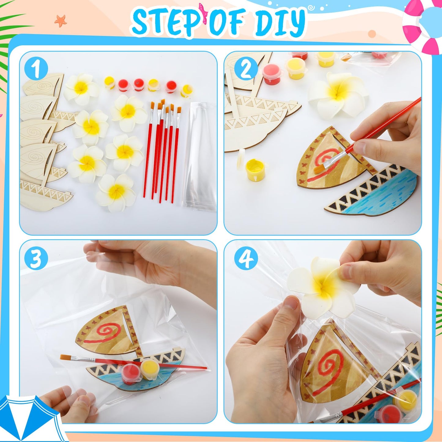AmazingSpark Paint Your Own Island Princess – 12 Sets DIY Wood Craft Kit