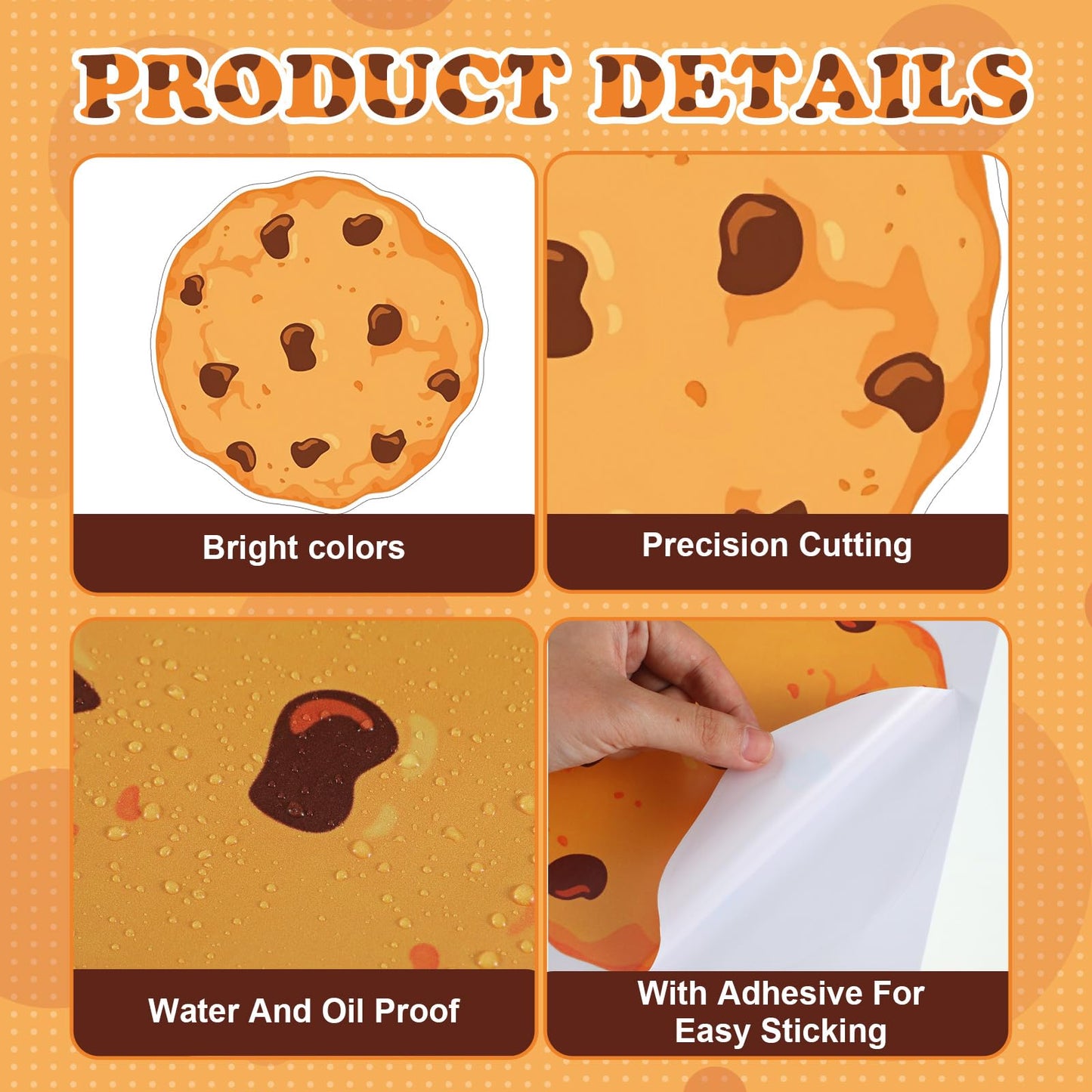 AmazingSpark 16 Pcs Large Cookie Floor Decals – 8-Inch Removable Chocolate Milk & Cookies Party Stickers