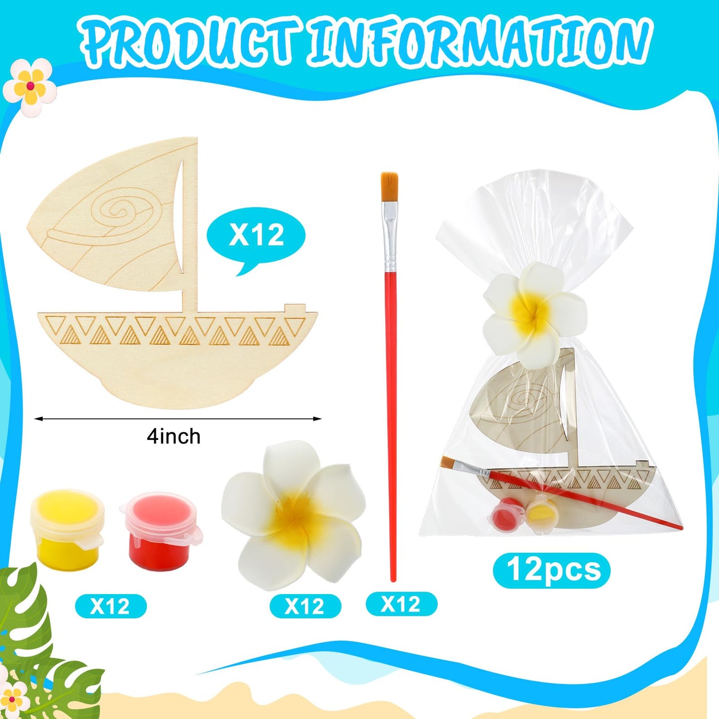 AmazingSpark Paint Your Own Island Princess – 12 Sets DIY Wood Craft Kit