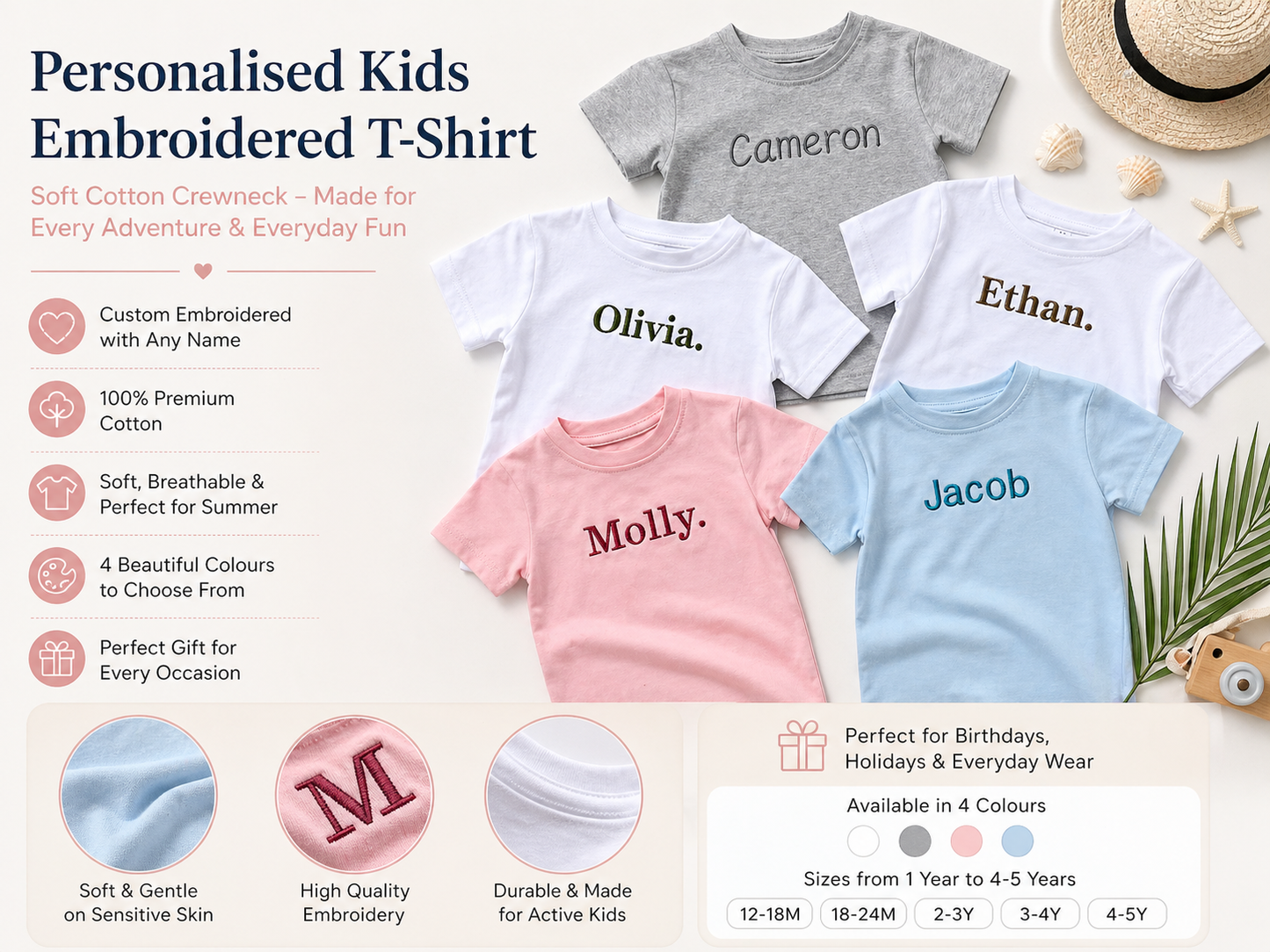 Baby Blue Premium Crewneck Personalised T-shirt