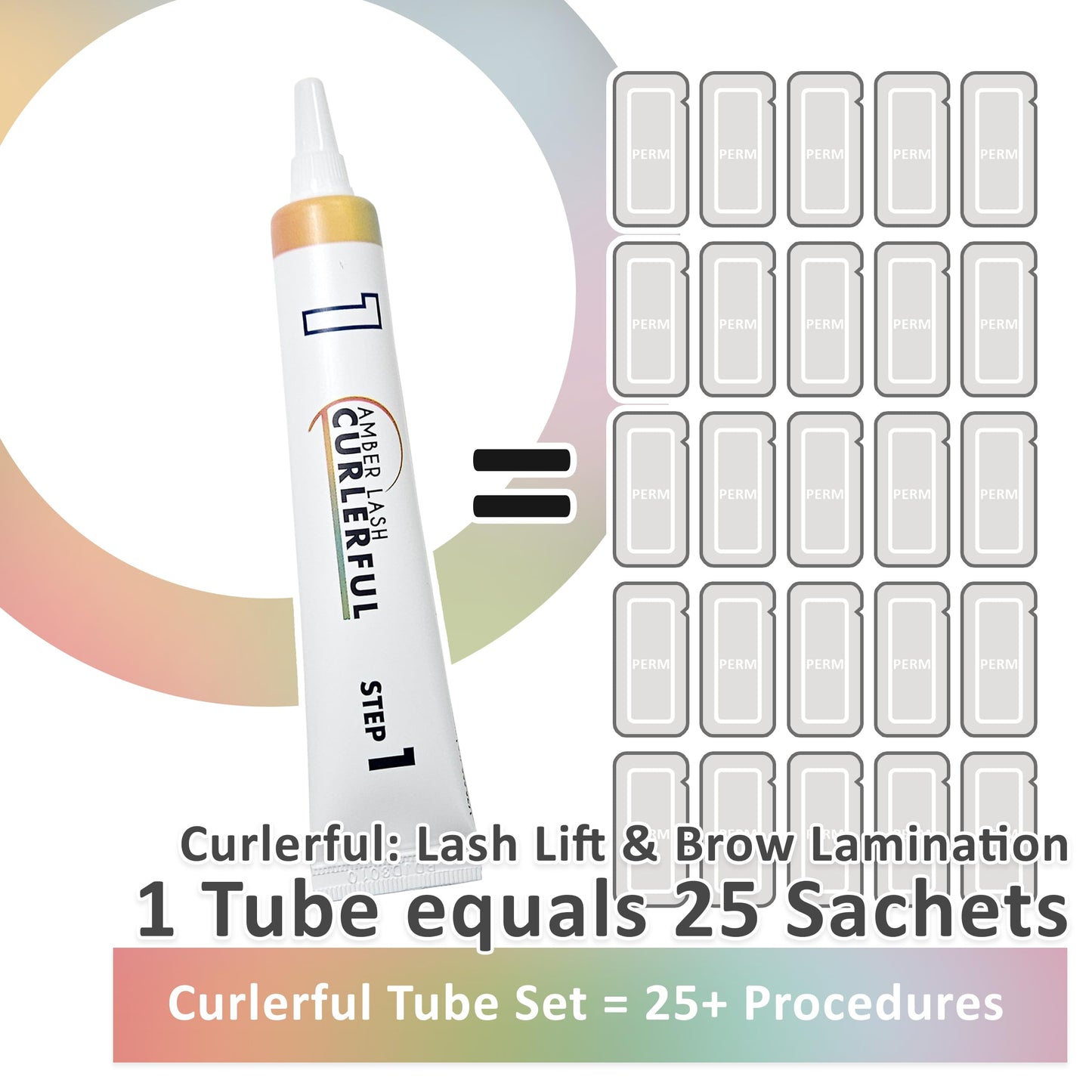 Amber Lash Curlerful 2-Step Brow Lamination Kit Step 1 & Step 2 20 ml Each for Lashes & Brows