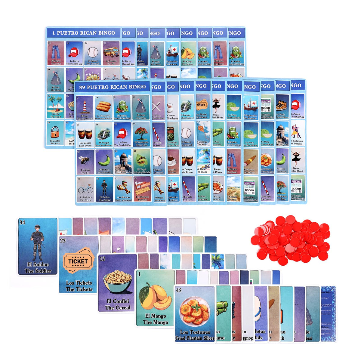 Ambercalm Puerto Rico Bingo Boricua – Bilingual Spanish/English Board Game