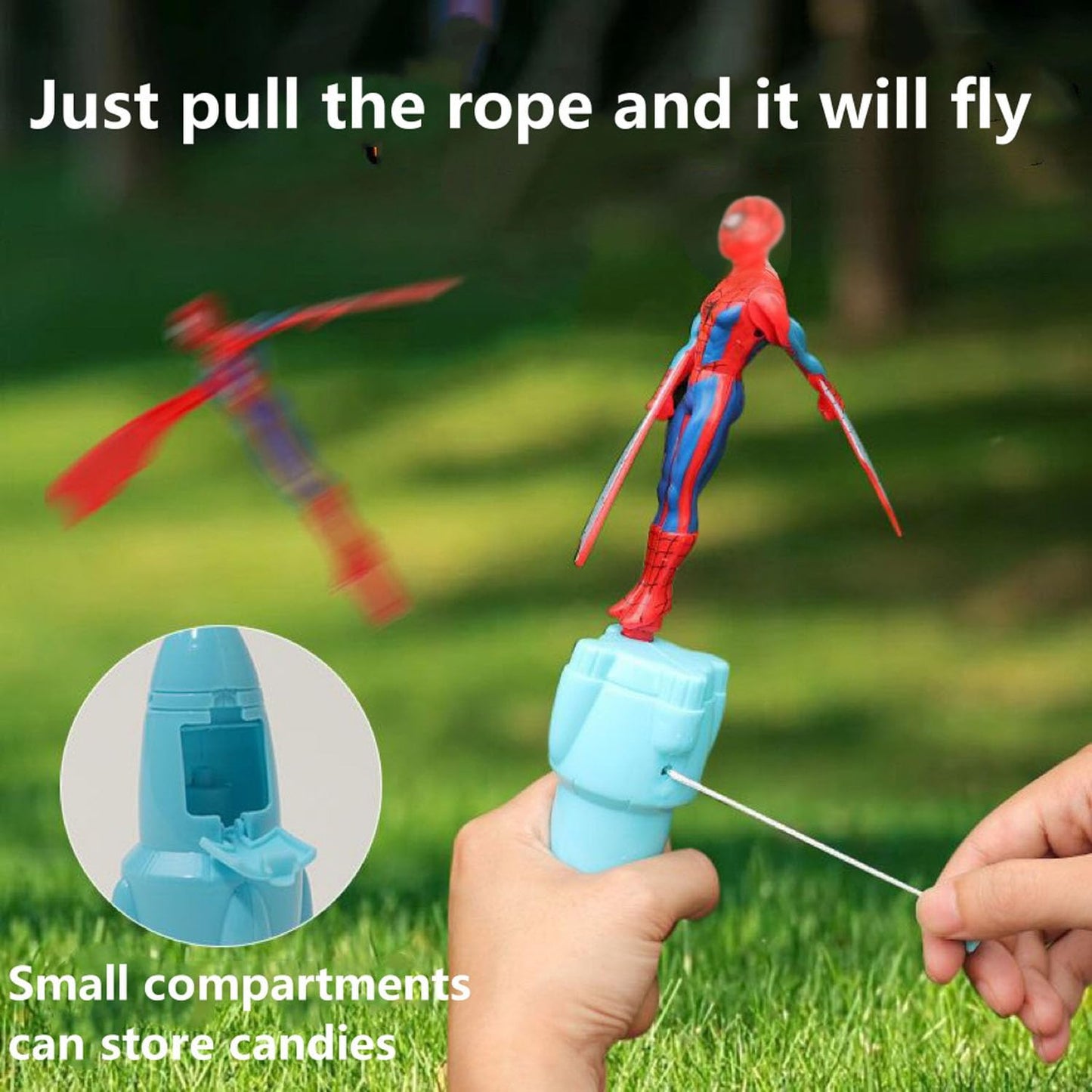 AMBXDE 3Pcs Super Hero Launcher – Cool Flying Drawstring Toys for Indoor & Outdoor Play