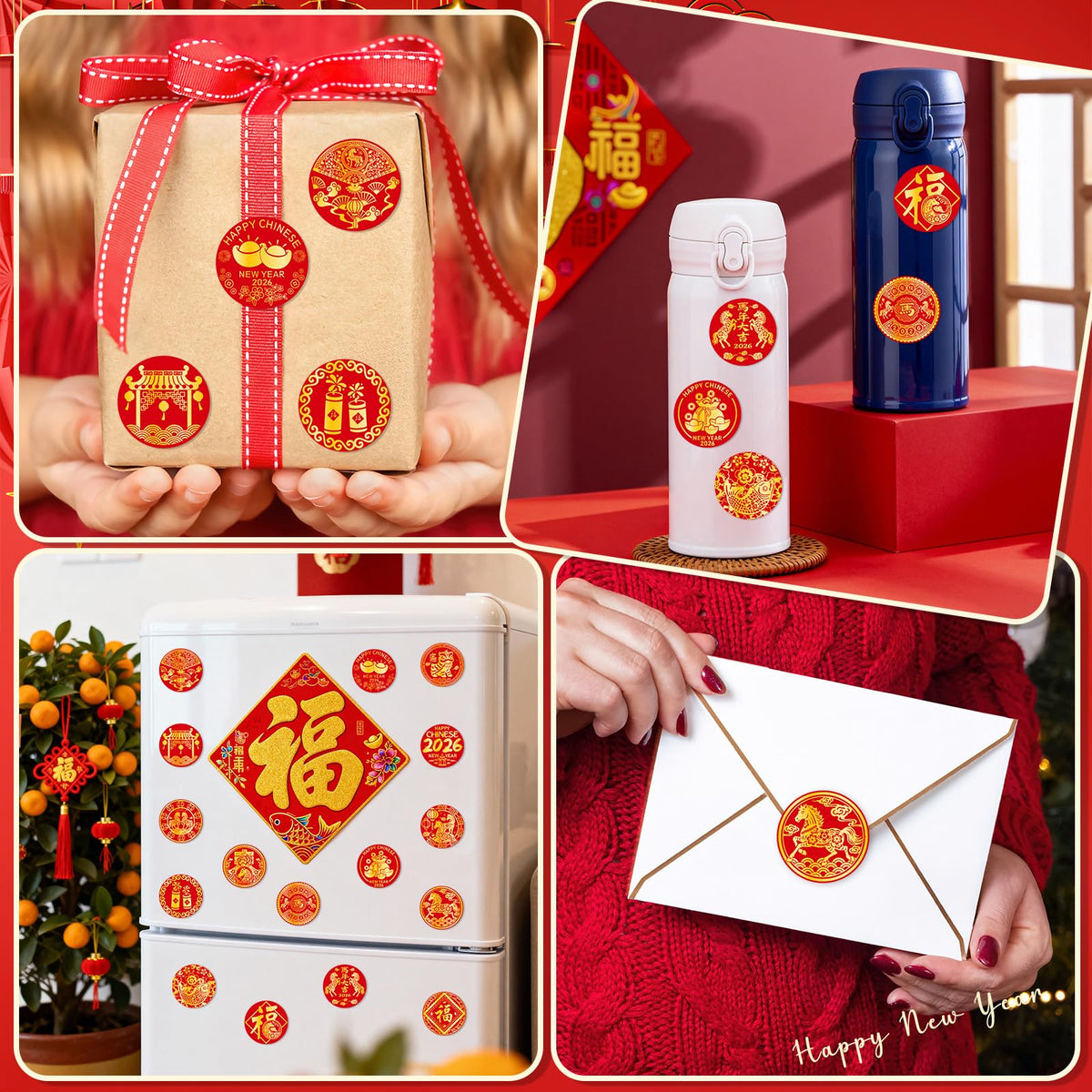 AMCEMIC 400Pcs Chinese New Year Stickers 2026 – Year of the Horse Round Labels 1.5-Inch