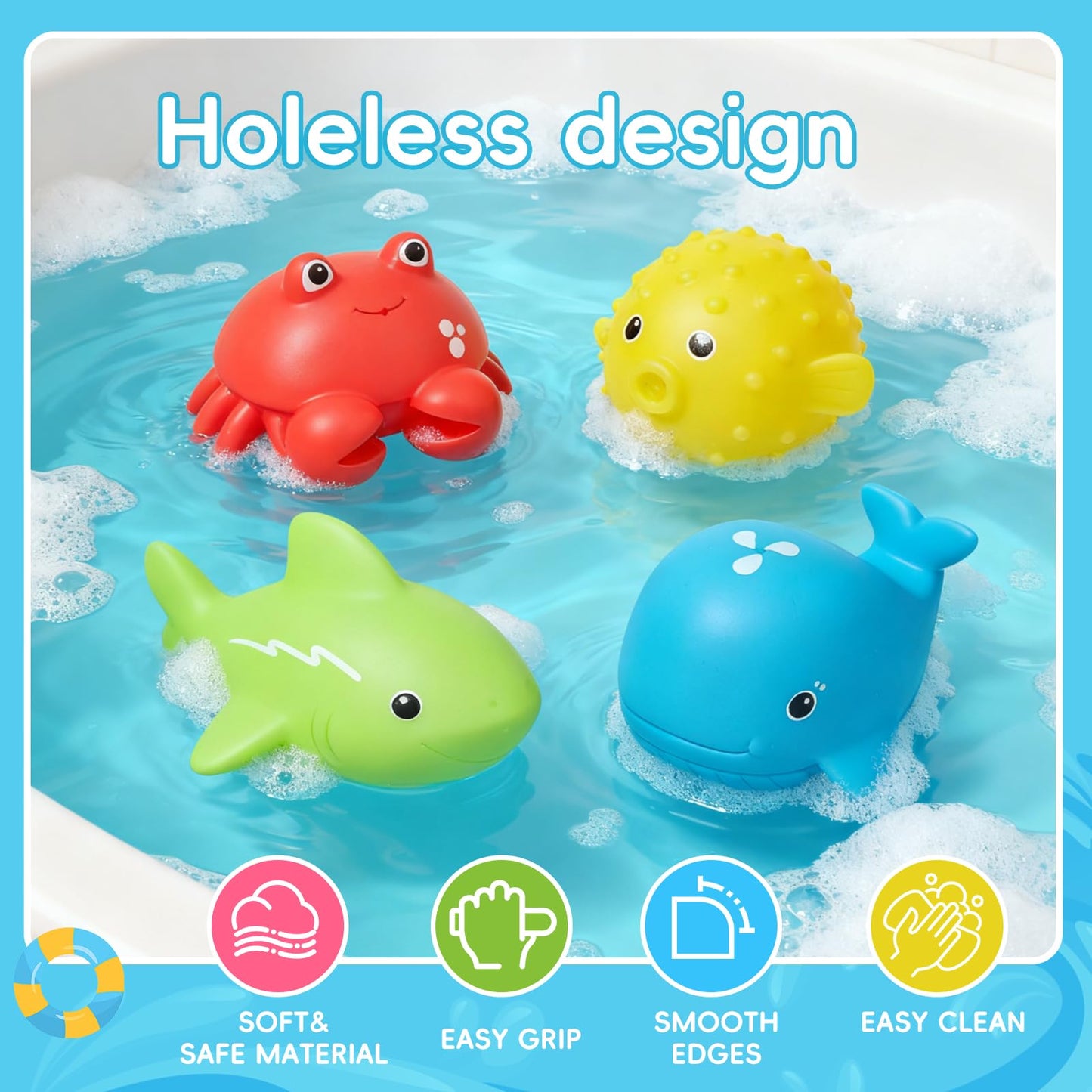 AMCHSURI 16Pcs Baby Bath Toys for Toddlers 1-3 | Mold-Resistant Bath Time Play Set
