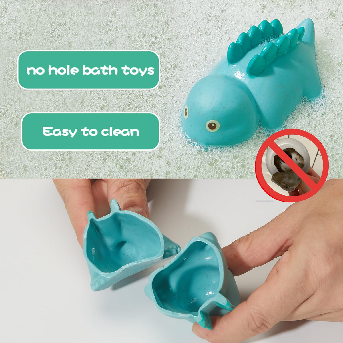 AMCHSURI Dinosaur Bath Toys 9 Pack - Sealed, No Hole, Mold-Free, Floatable Safe Baby & Toddler Bath Toys