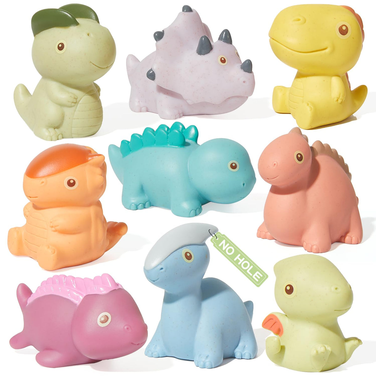 AMCHSURI Dinosaur Bath Toys 9 Pack - Sealed, No Hole, Mold-Free, Floatable Safe Baby & Toddler Bath Toys