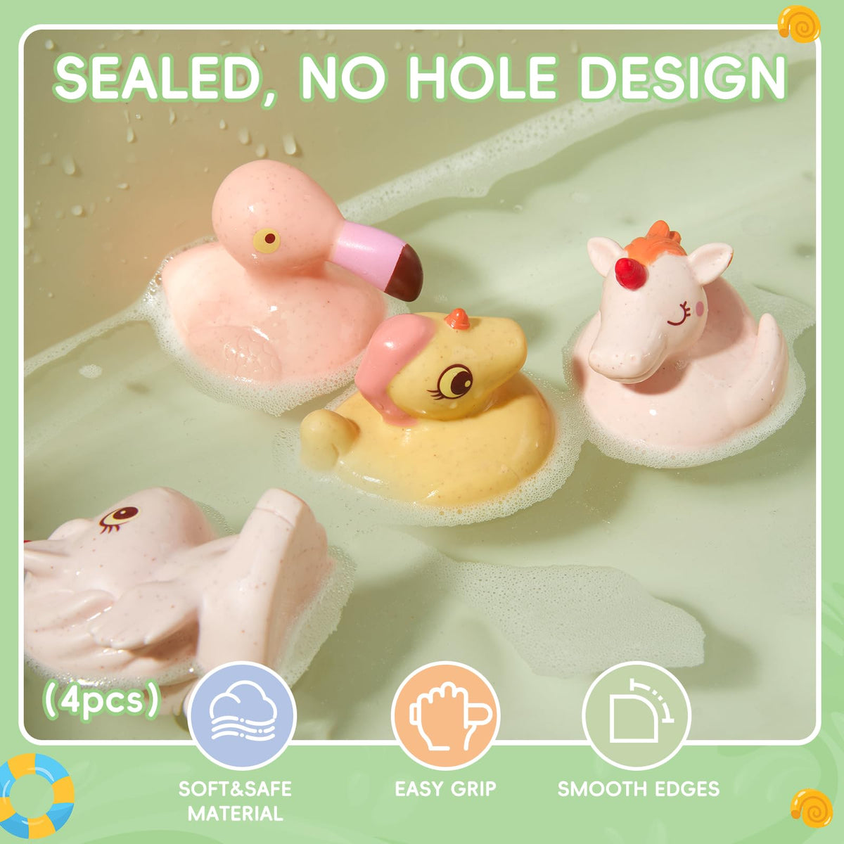 AMCHSURI Mold Free Bath Toys – 15Pcs Floating Boats, Sealed Ducks & Rotating Waterfall Cups for Toddlers