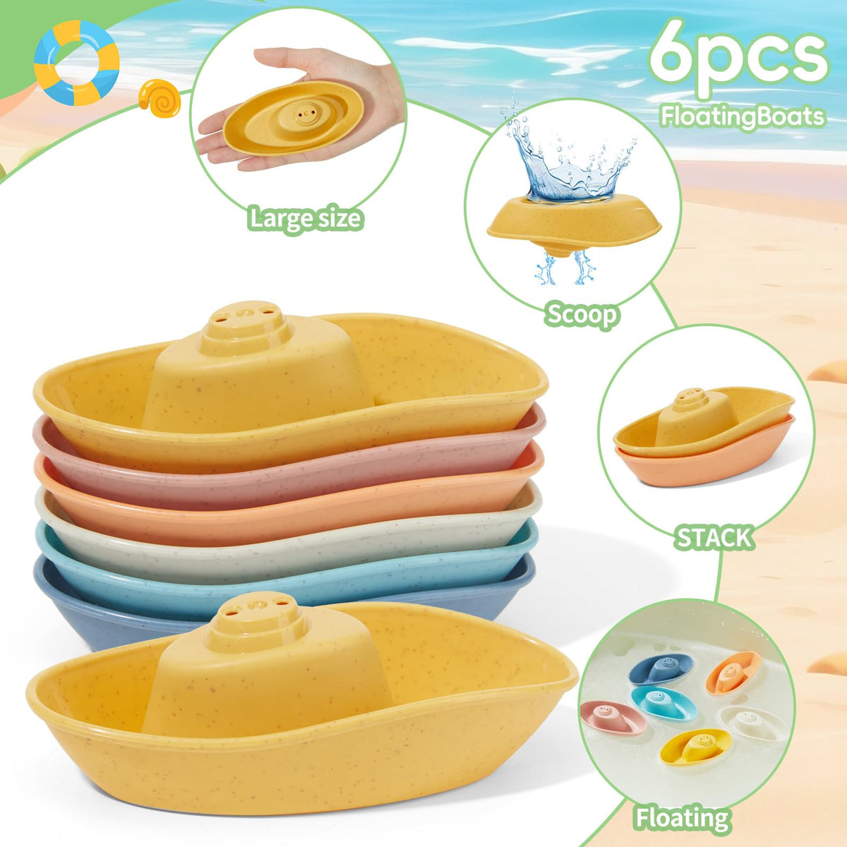 AMCHSURI Mold Free Bath Toys – 15Pcs Floating Boats, Sealed Ducks & Rotating Waterfall Cups for Toddlers