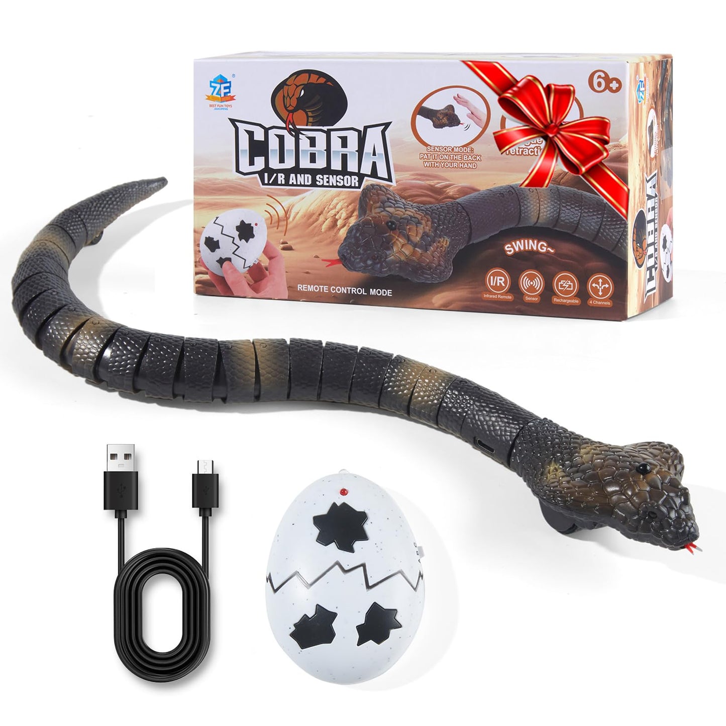 AMCHSURI Remote Control Snake – Realistic 16-Inch RC Cobra for Pranks and Play