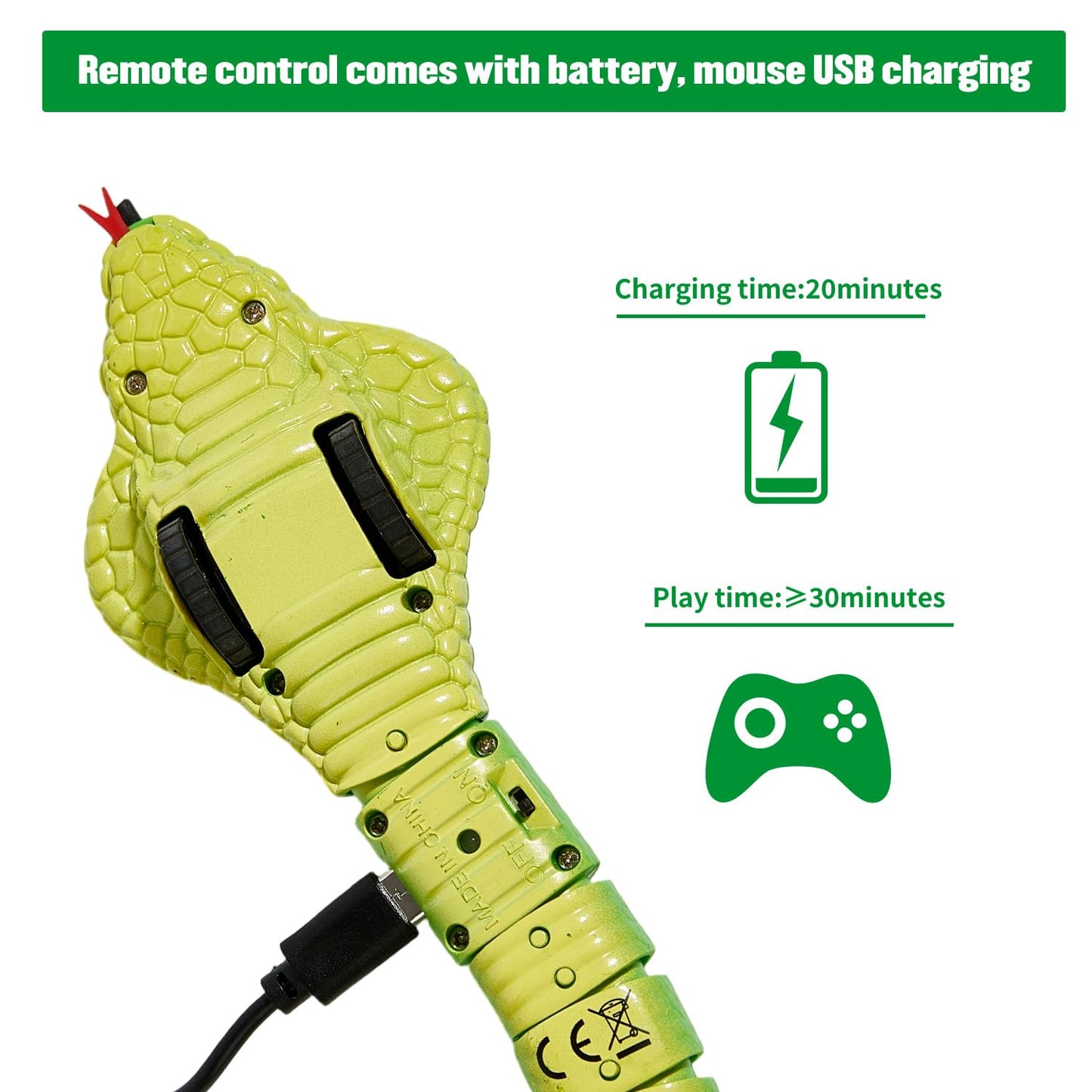 AMCHSURI Remote Control Snakes – Realistic 16-Inch Cobra with Infrared Controller