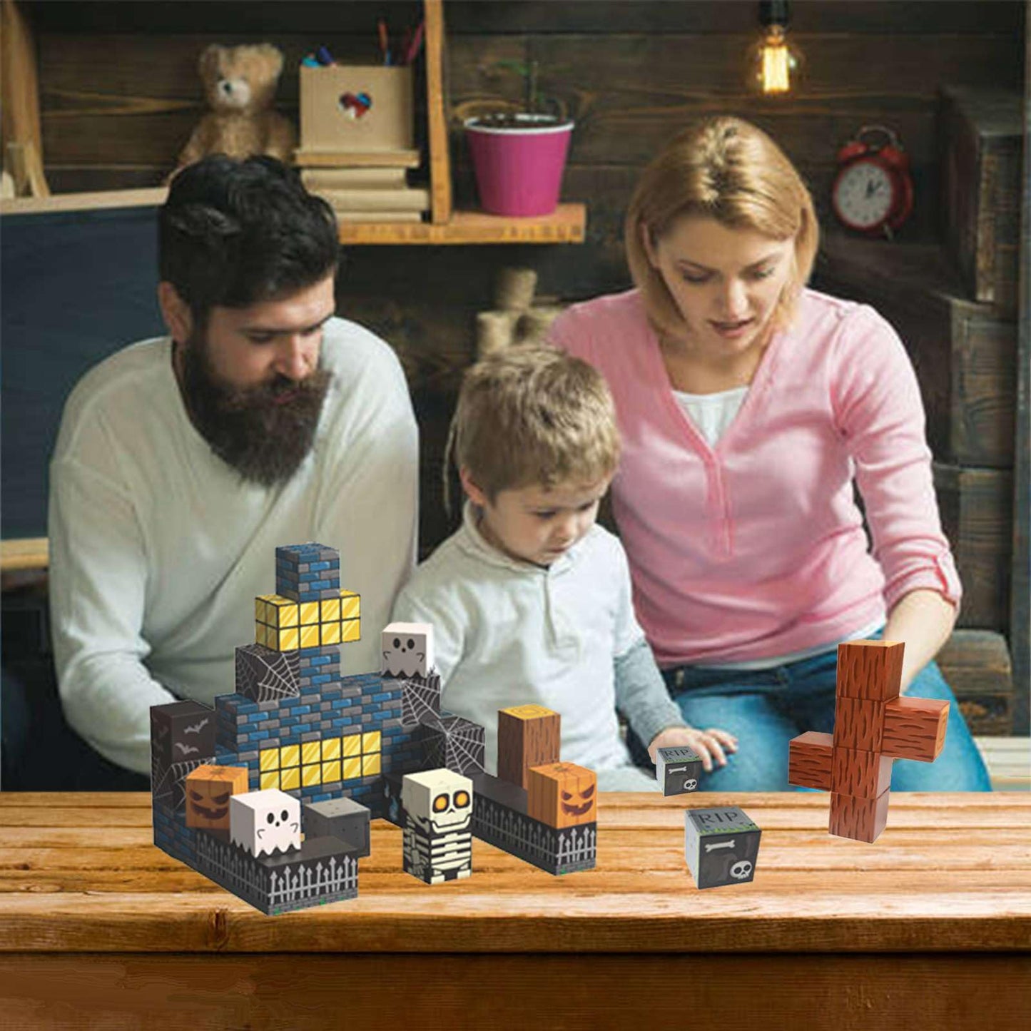 amdohai Magnetic Blocks – Spooky Town Skeleton Toy for Halloween