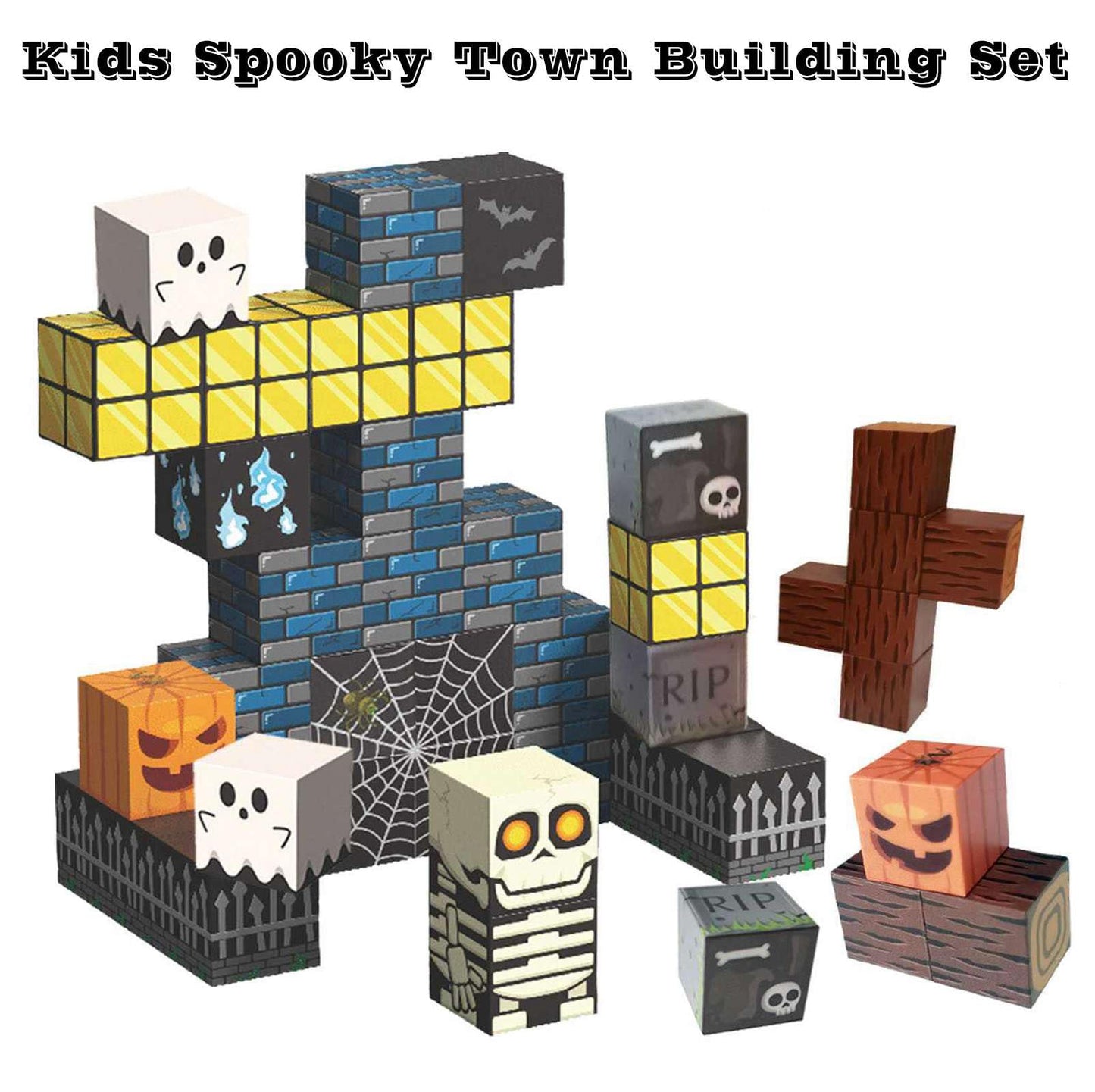 amdohai Magnetic Blocks – Spooky Town Skeleton Toy for Halloween