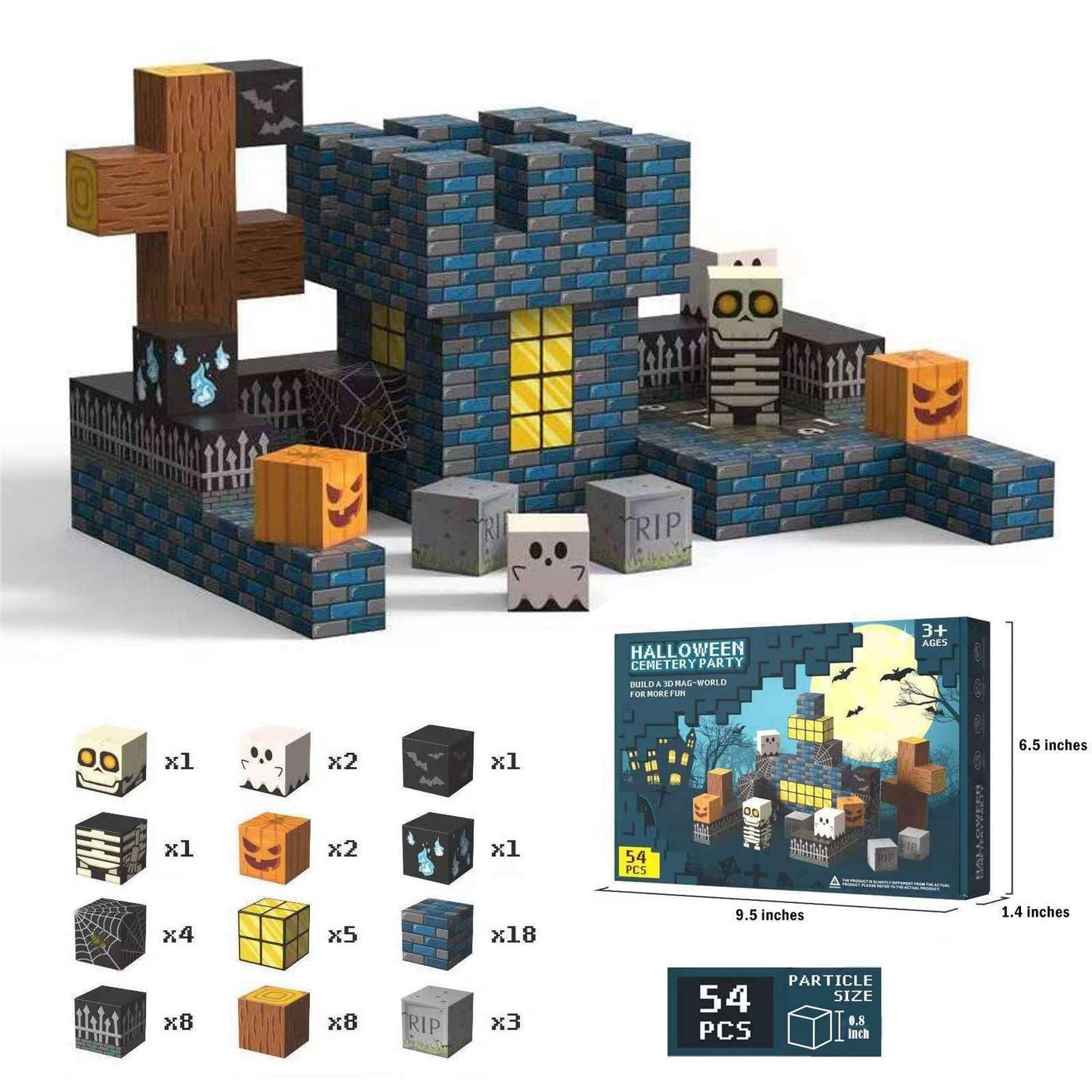 amdohai Magnetic Blocks – Spooky Town Skeleton Toy for Halloween