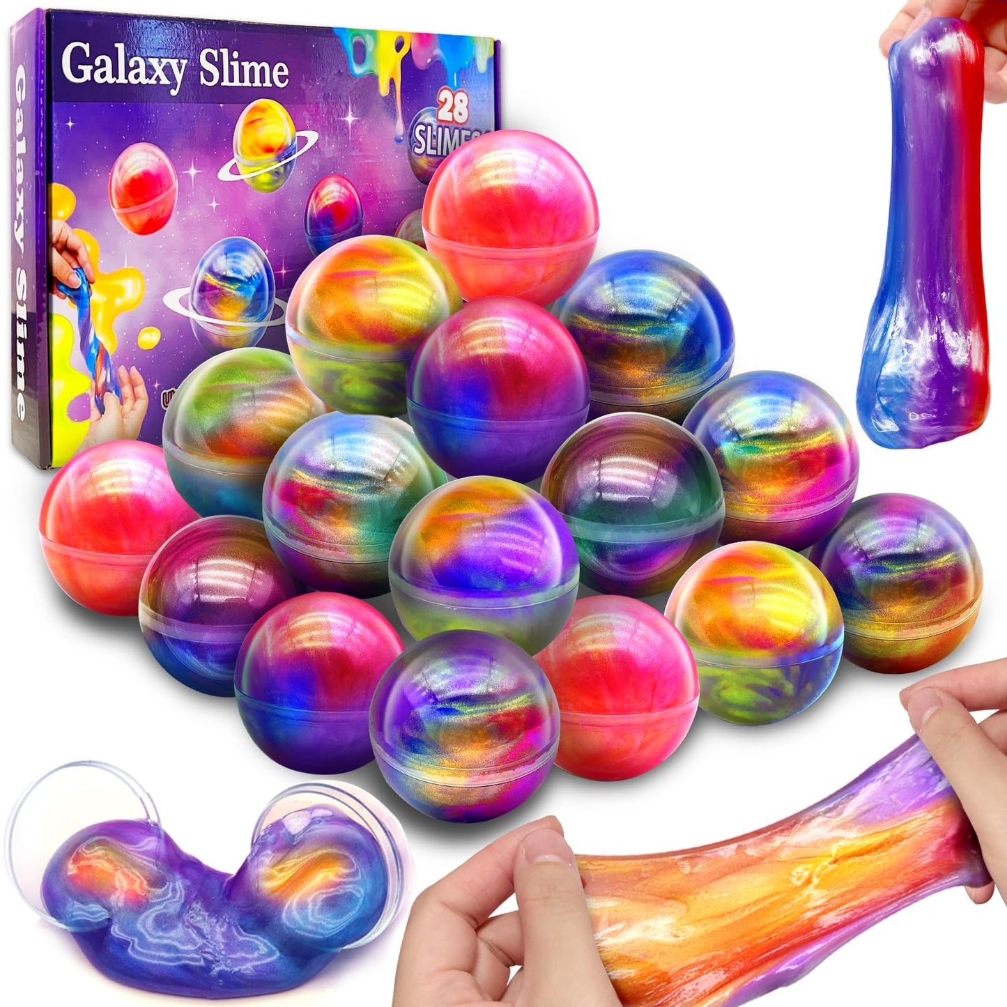 AMENON 28-Pack Galaxy Slime Gifts for Kids – Valentines & Classroom Prizes
