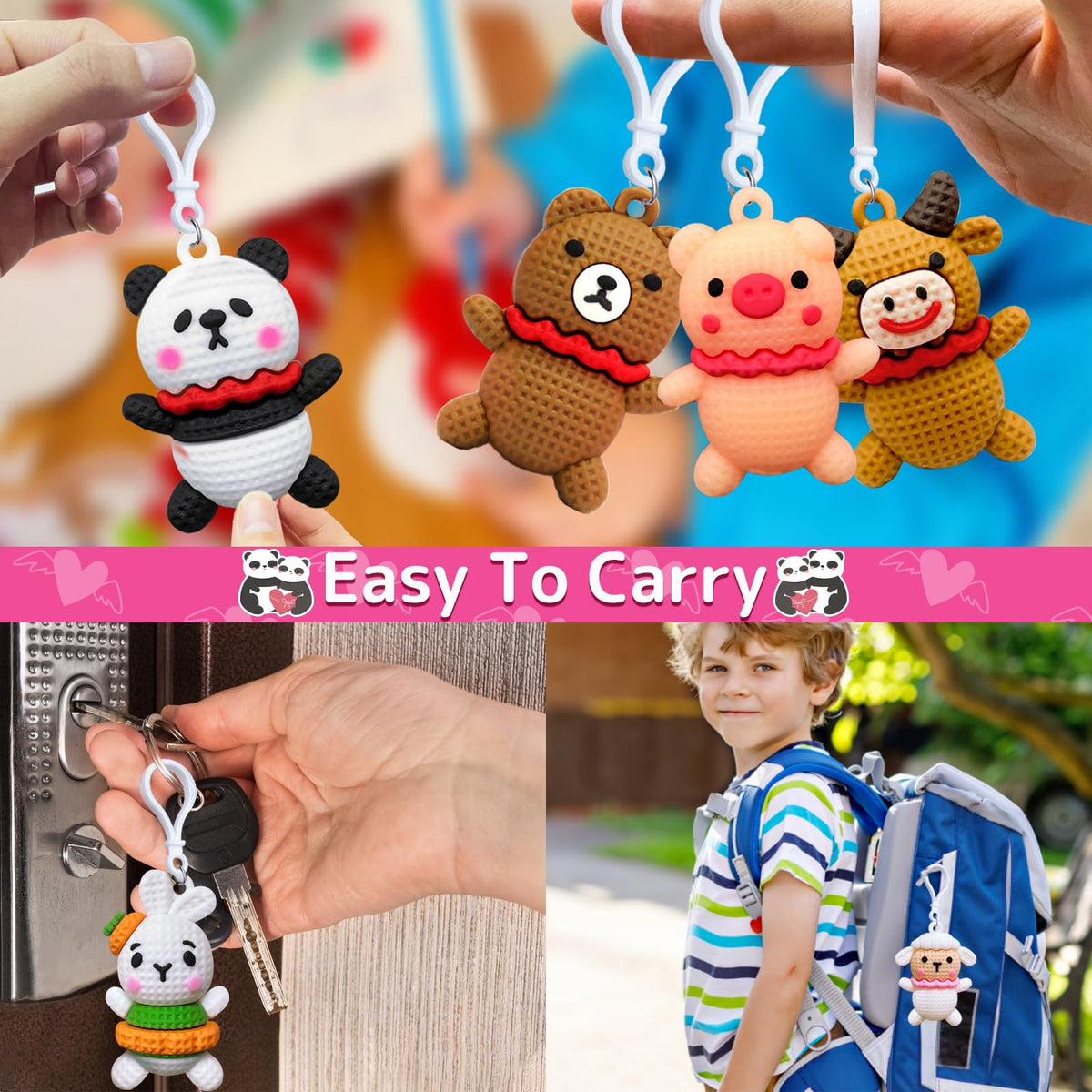 AMENON 28-Pack Valentines Day Gift Set for Kids — 7 Animal Keychains + Cards for Classroom Exchanges & Party Favors