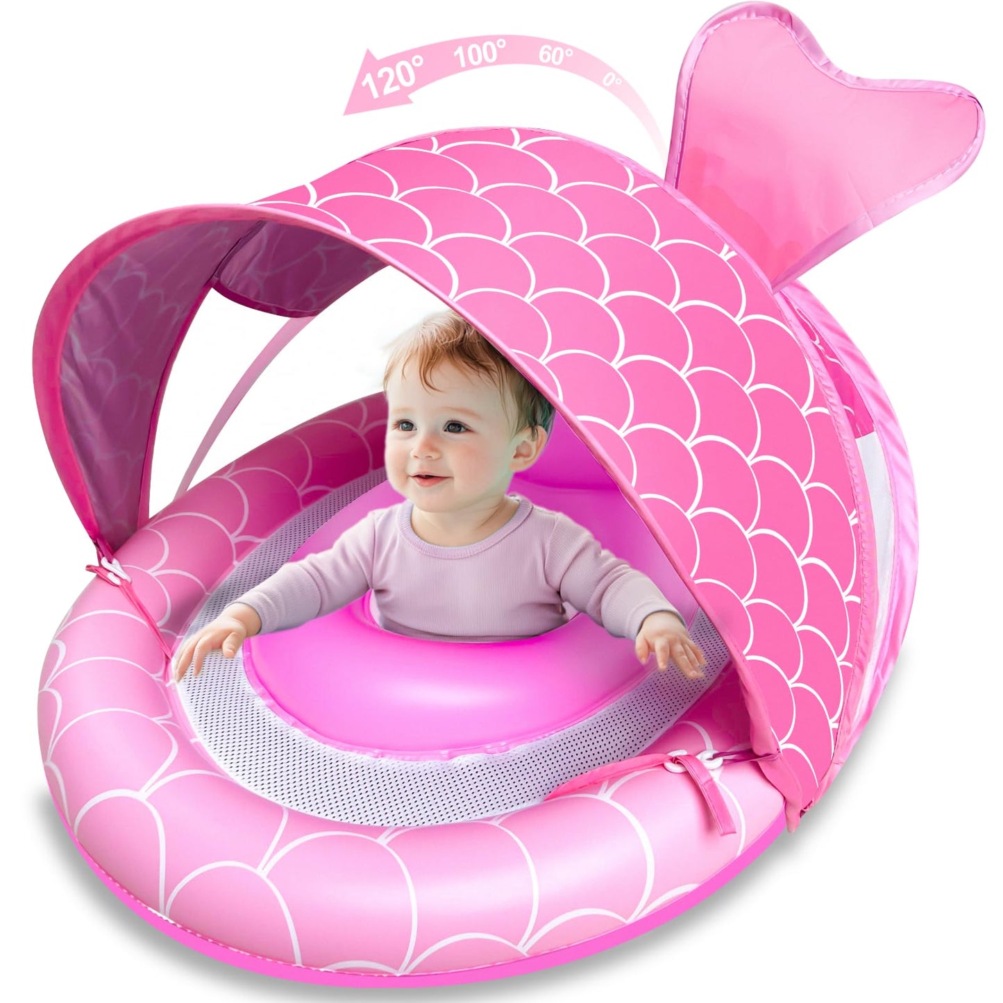 AMENON Baby Float with Canopy for 6–36 Months | UPF50+ Sun Protection