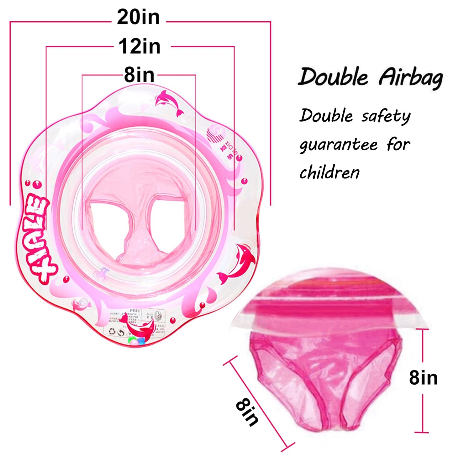 AMENON Baby Pool Float with Double Airbag Safety Seat – 6-12 Months