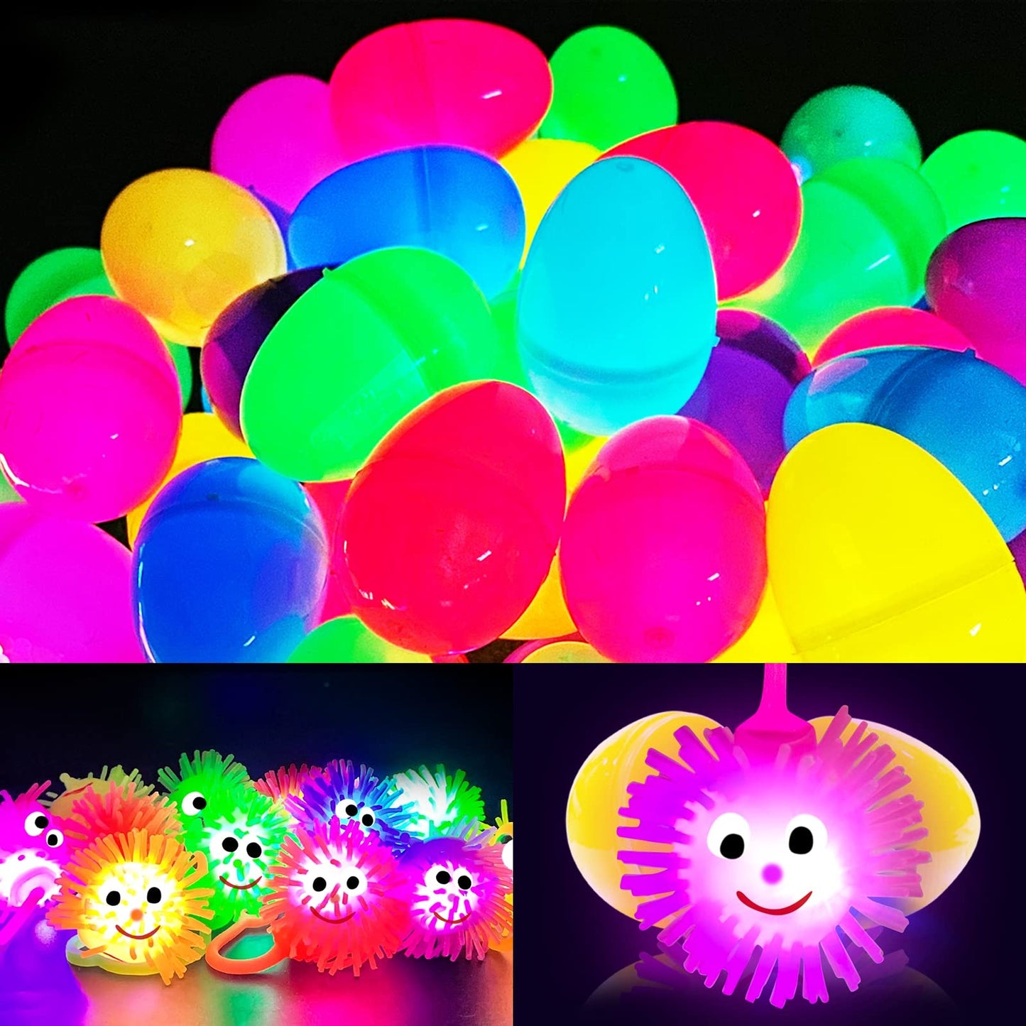 AMENON 12 Pack Easter Eggs with Light-Up Fidget Toys | Squeeze Sensory Play & Party Favors