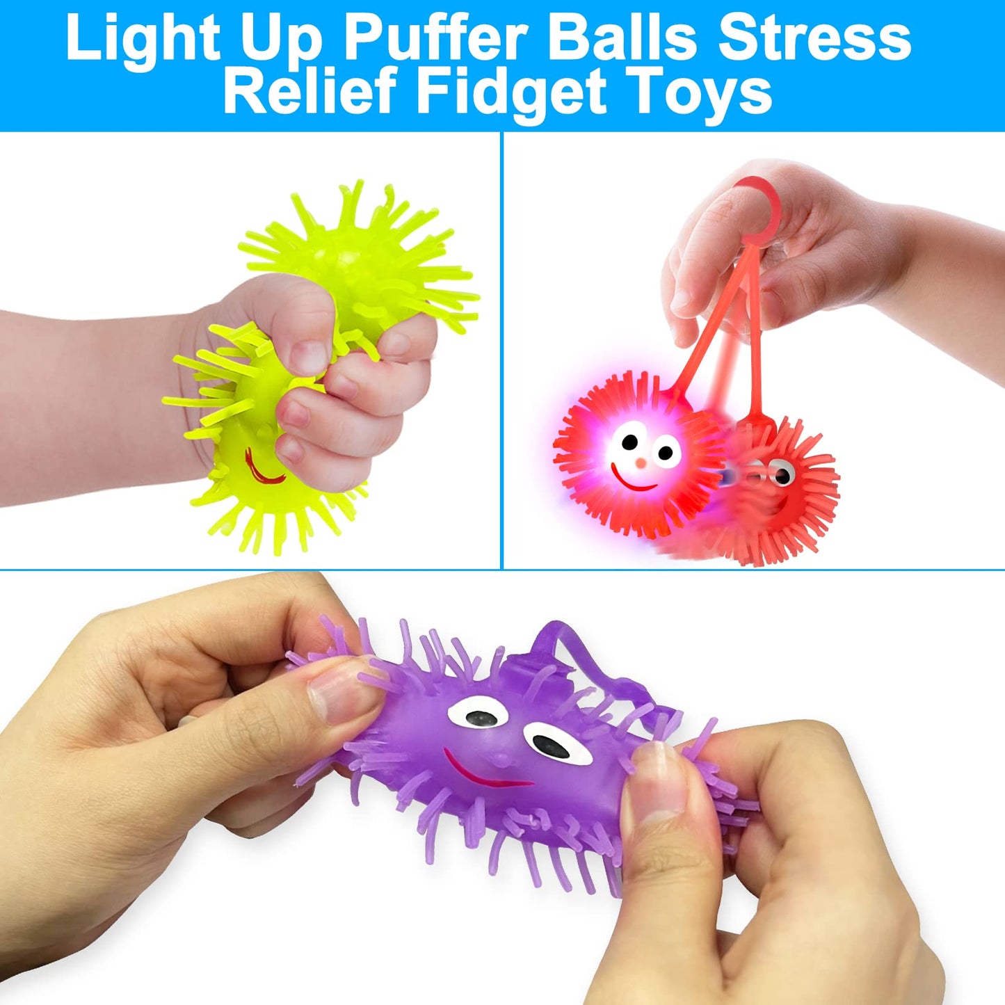 AMENON 12 Pack Easter Eggs with Light-Up Fidget Toys | Squeeze Sensory Play & Party Favors