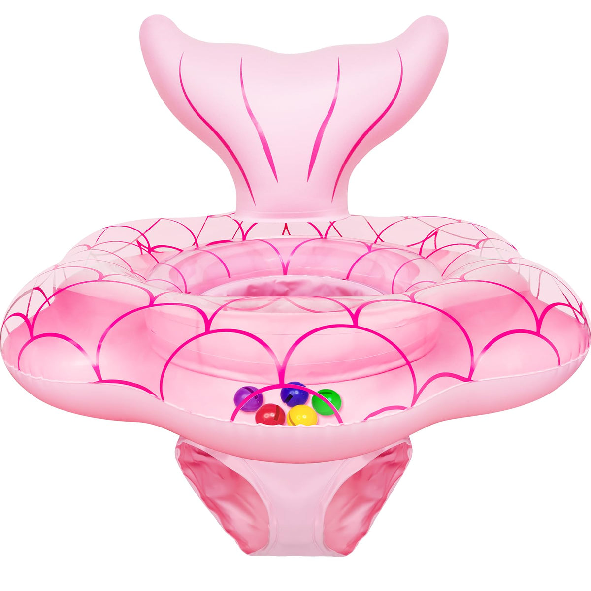 AMENON 25.6" Large Baby Pool Float — Mermaid Toddler Float with Safety Seat & Dual Air Valves