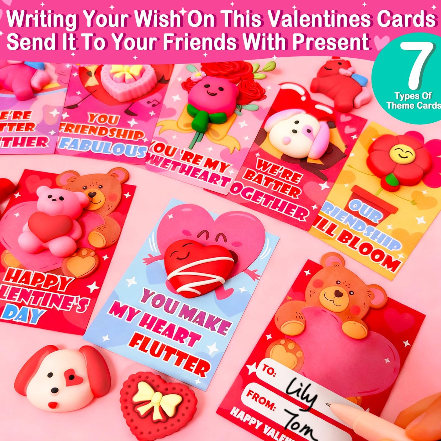 AMENON 28 Pack Valentines Day Gifts for Kids – Mochi Squishy Toys with Cards | Classroom Party Favors