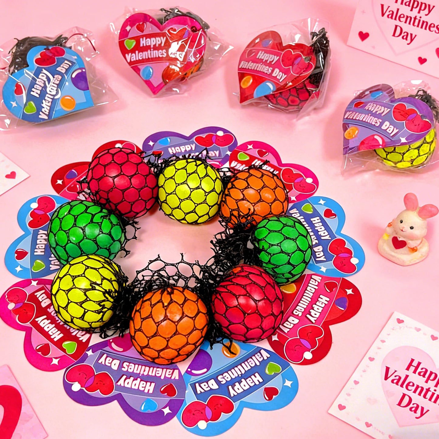 AMENON 24 Pack Valentines Day Gifts for Kids & Teens – Fidget Stress Balls with Cards