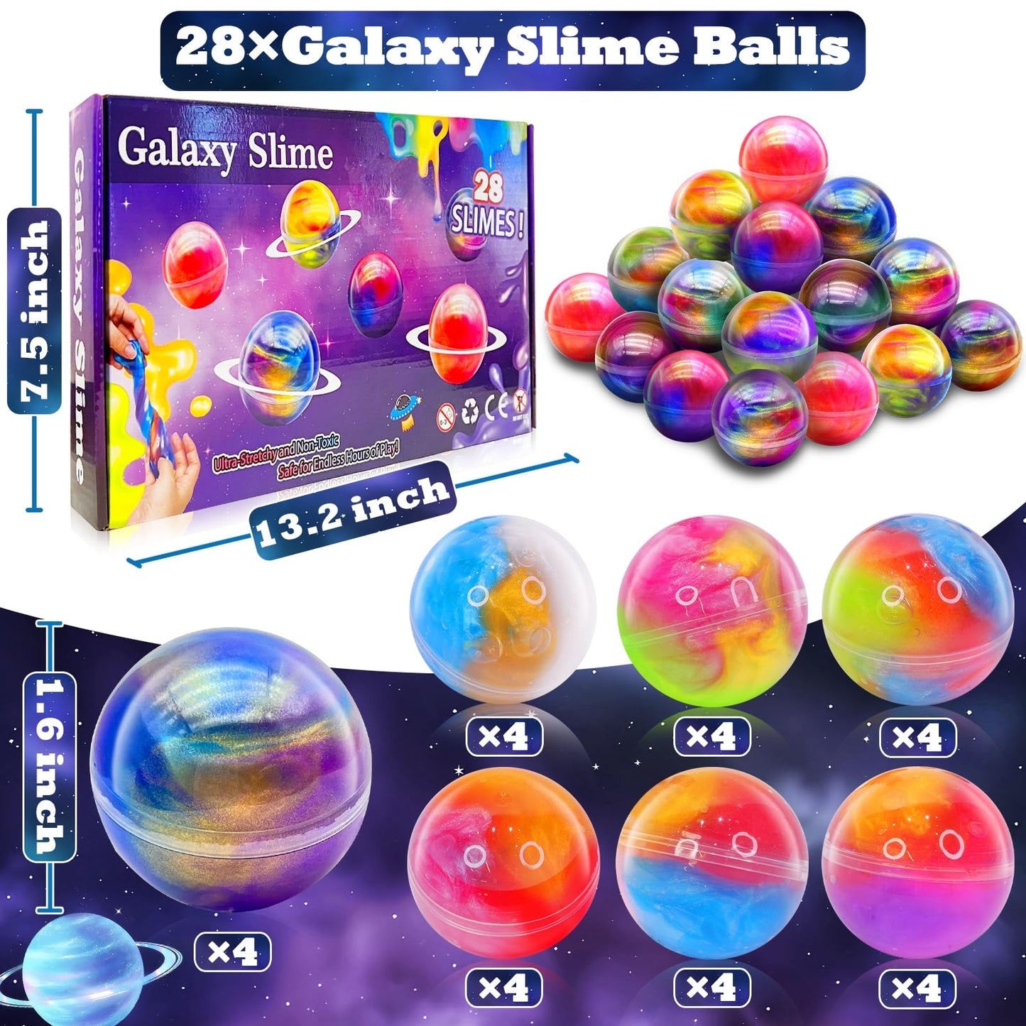 AMENON 28-Pack Galaxy Slime Gifts for Kids – Valentines & Classroom Prizes