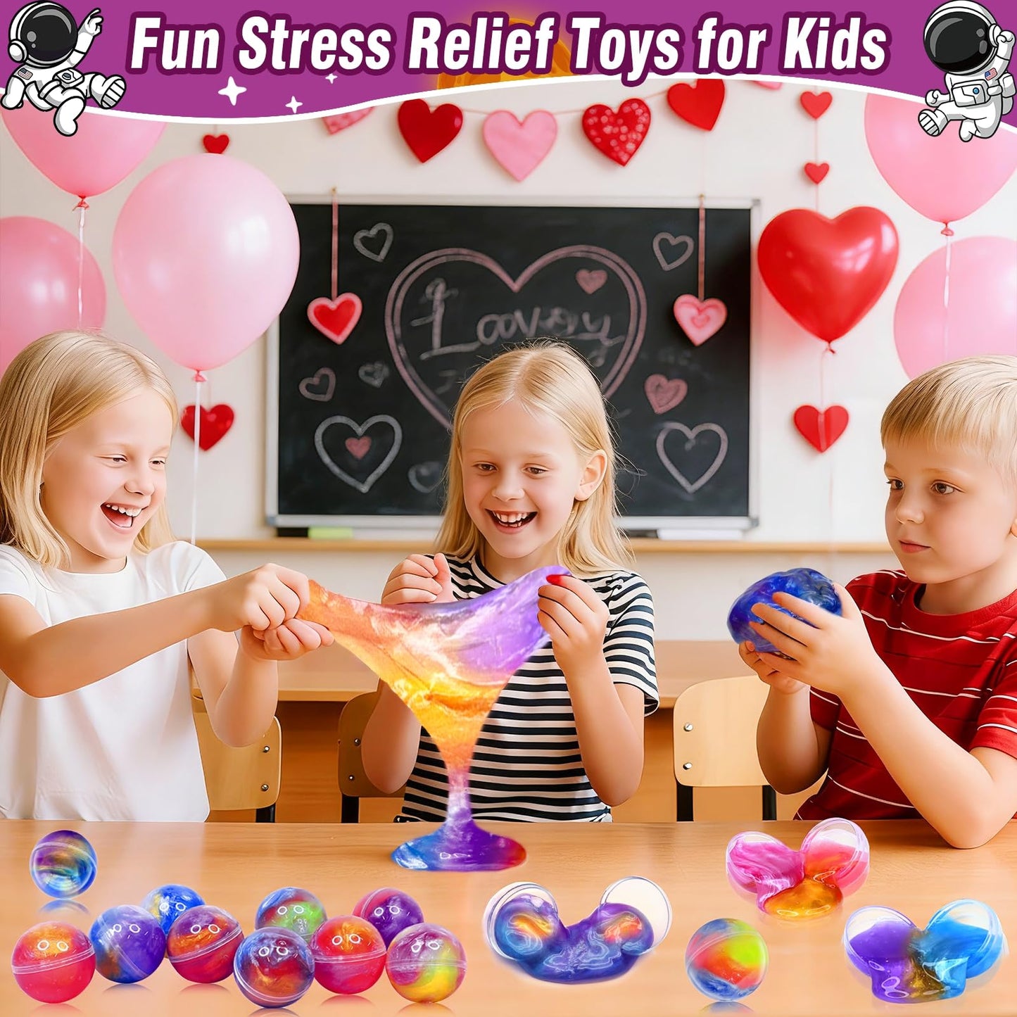 AMENON 28-Pack Galaxy Slime Gifts for Kids – Valentines & Classroom Prizes