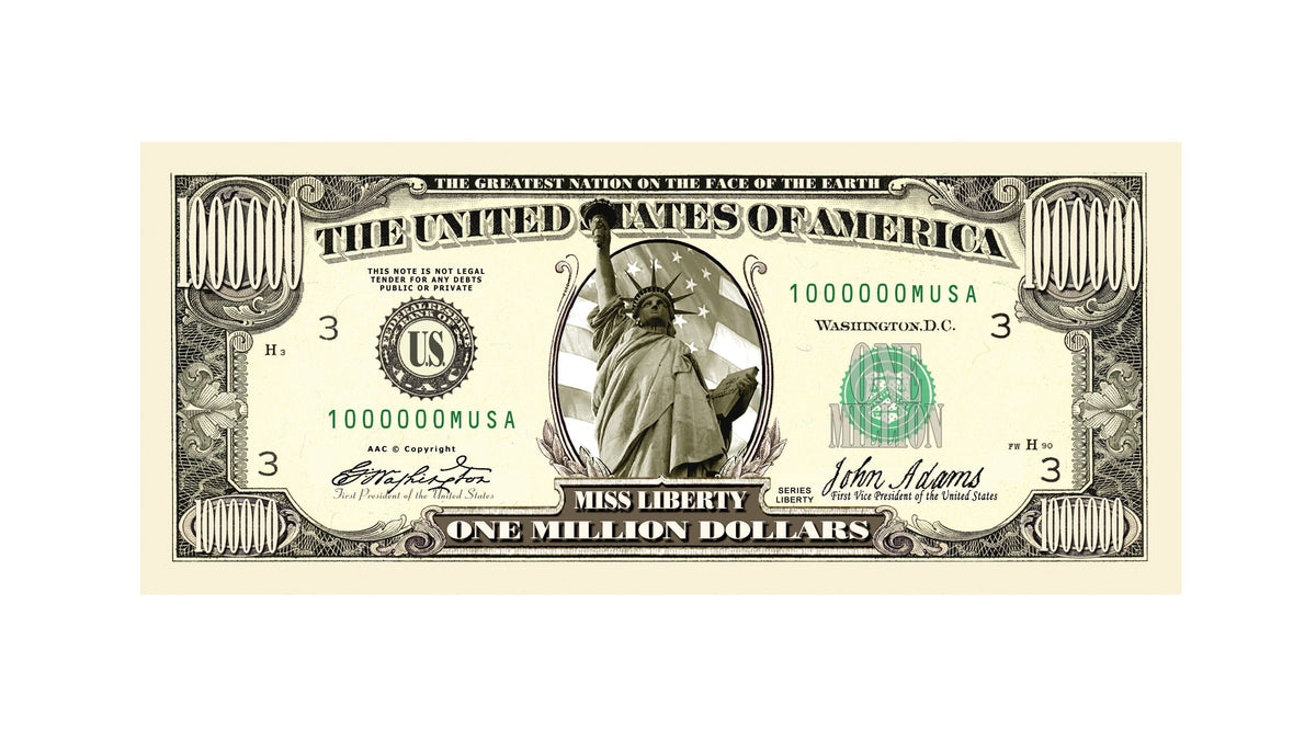 American Art Classics Pack of 50 Traditional Million Dollar Bills – Not Real Currency