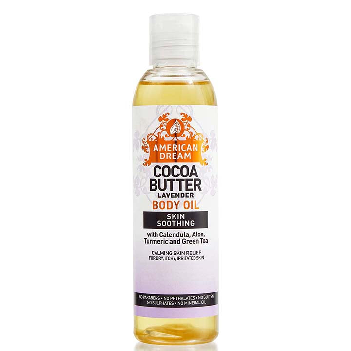 American Dream Cocoa Butter Lavender Body Oil 7oz – Lightweight Daily Skin Oil with Lavender